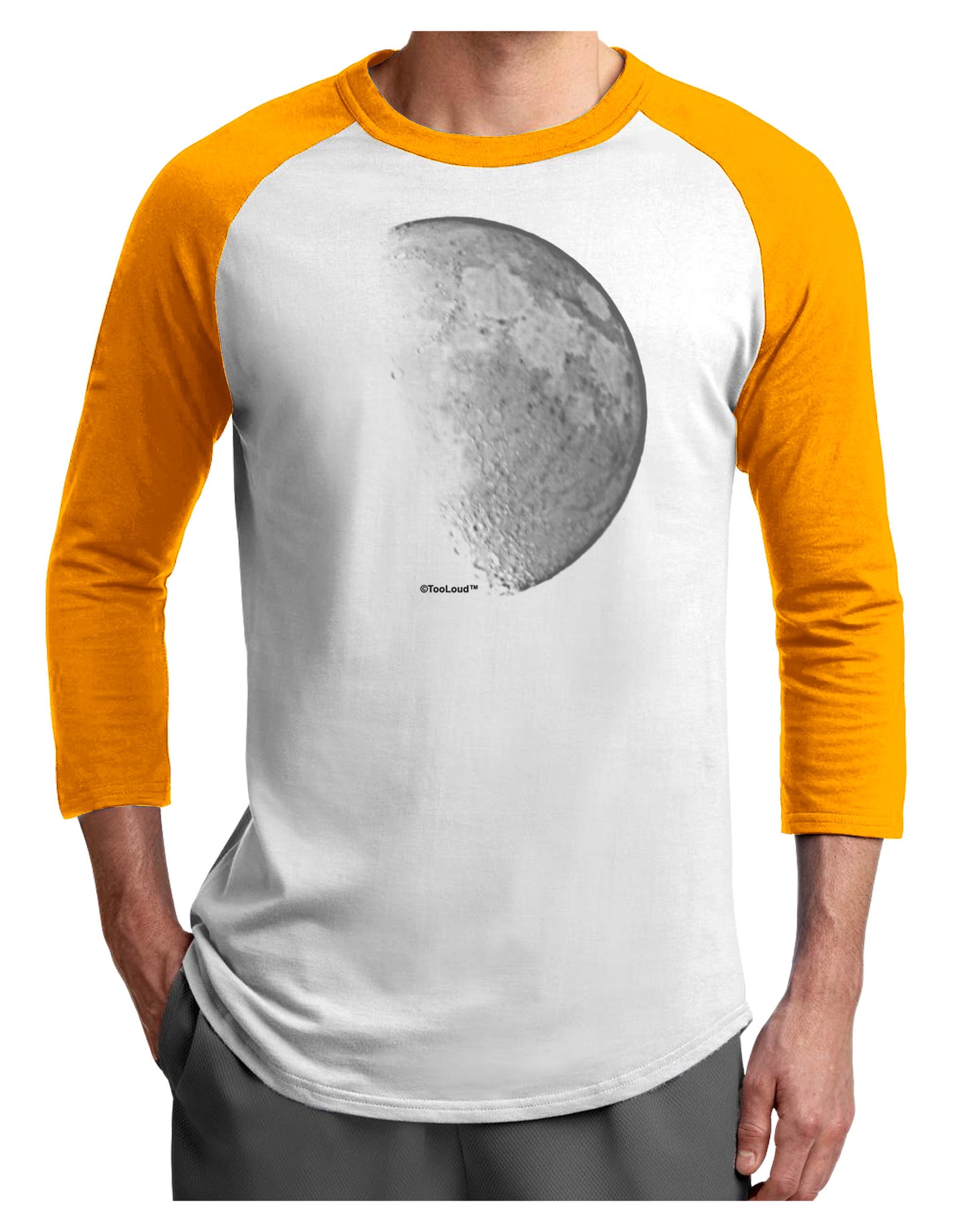 Moon Shadow Adult Raglan Shirt-TooLoud-White-Gold-X-Small-Davson Sales