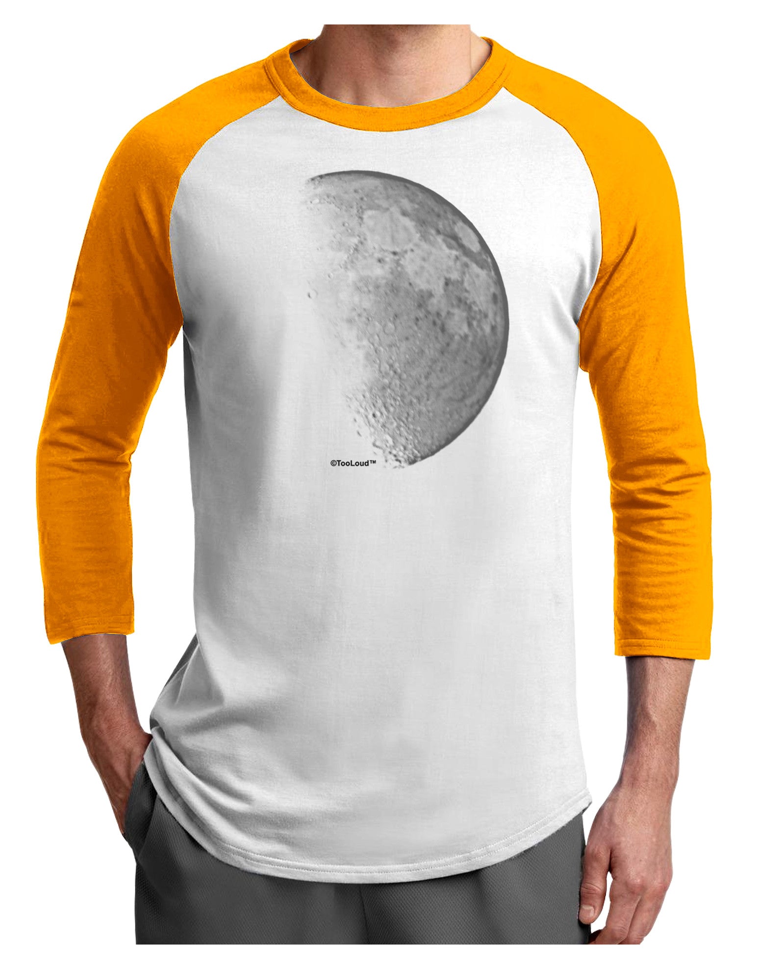 Moon Shadow Adult Raglan Shirt-TooLoud-White-Gold-X-Small-Davson Sales