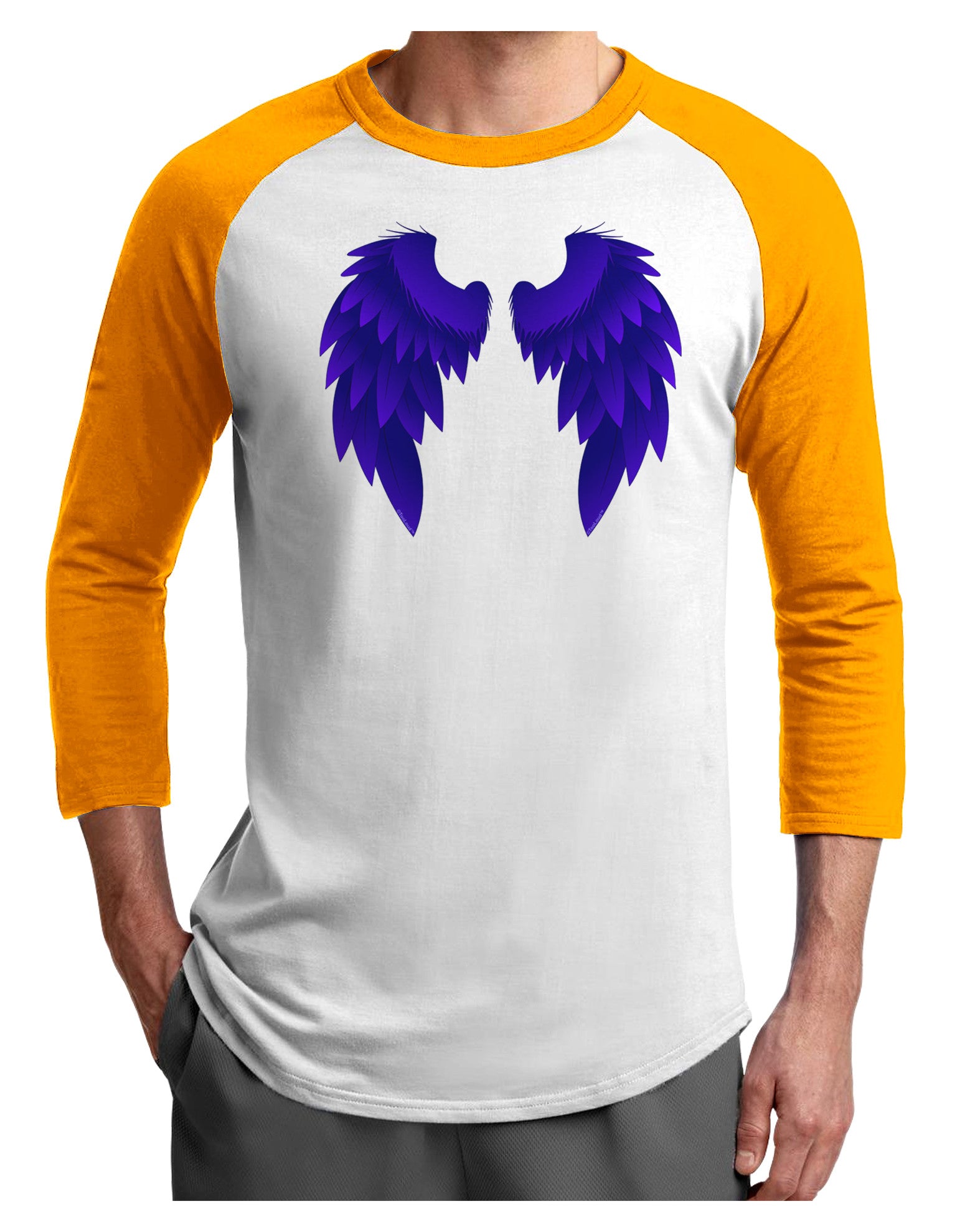 Epic Dark Angel Wings Design Adult Raglan Shirt-Raglan Shirt-TooLoud-White-Gold-X-Small-Davson Sales