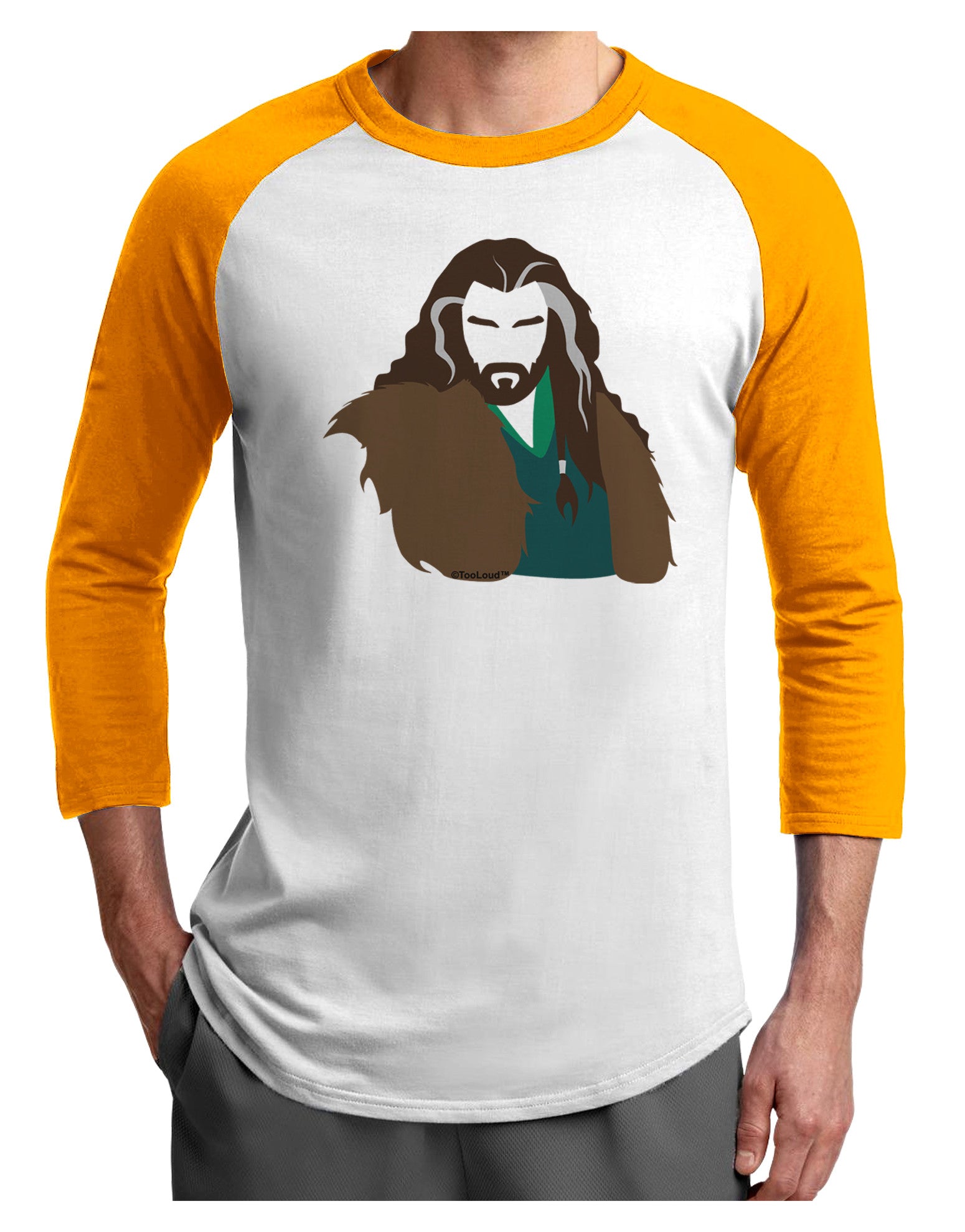 Dwarf King Adult Raglan Shirt-TooLoud-White-Gold-X-Small-Davson Sales