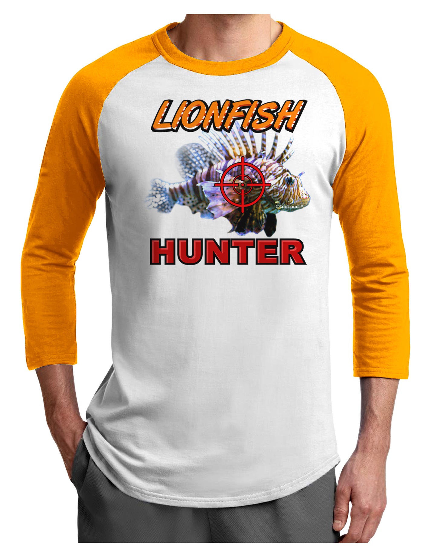 Lionfish Hunter Adult Raglan Shirt-Raglan Shirt-TooLoud-White-Gold-X-Small-Davson Sales