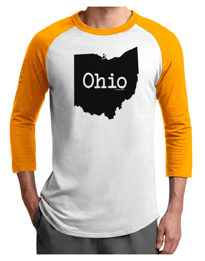 Ohio - United States Shape Adult Raglan Shirt by TooLoud-TooLoud-White-Gold-X-Small-Davson Sales