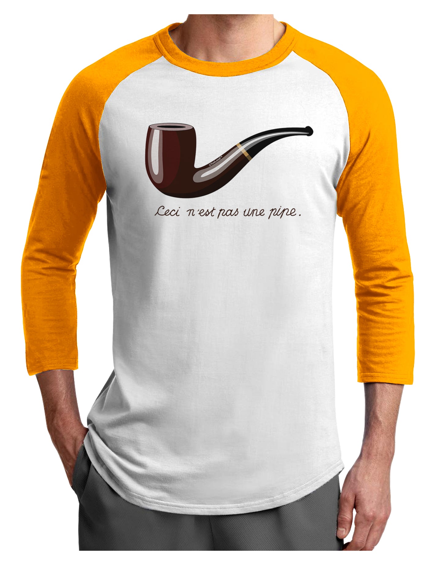 Ceci n'est pas une pipe Adult Raglan Shirt-Raglan Shirt-TooLoud-White-Gold-X-Small-Davson Sales