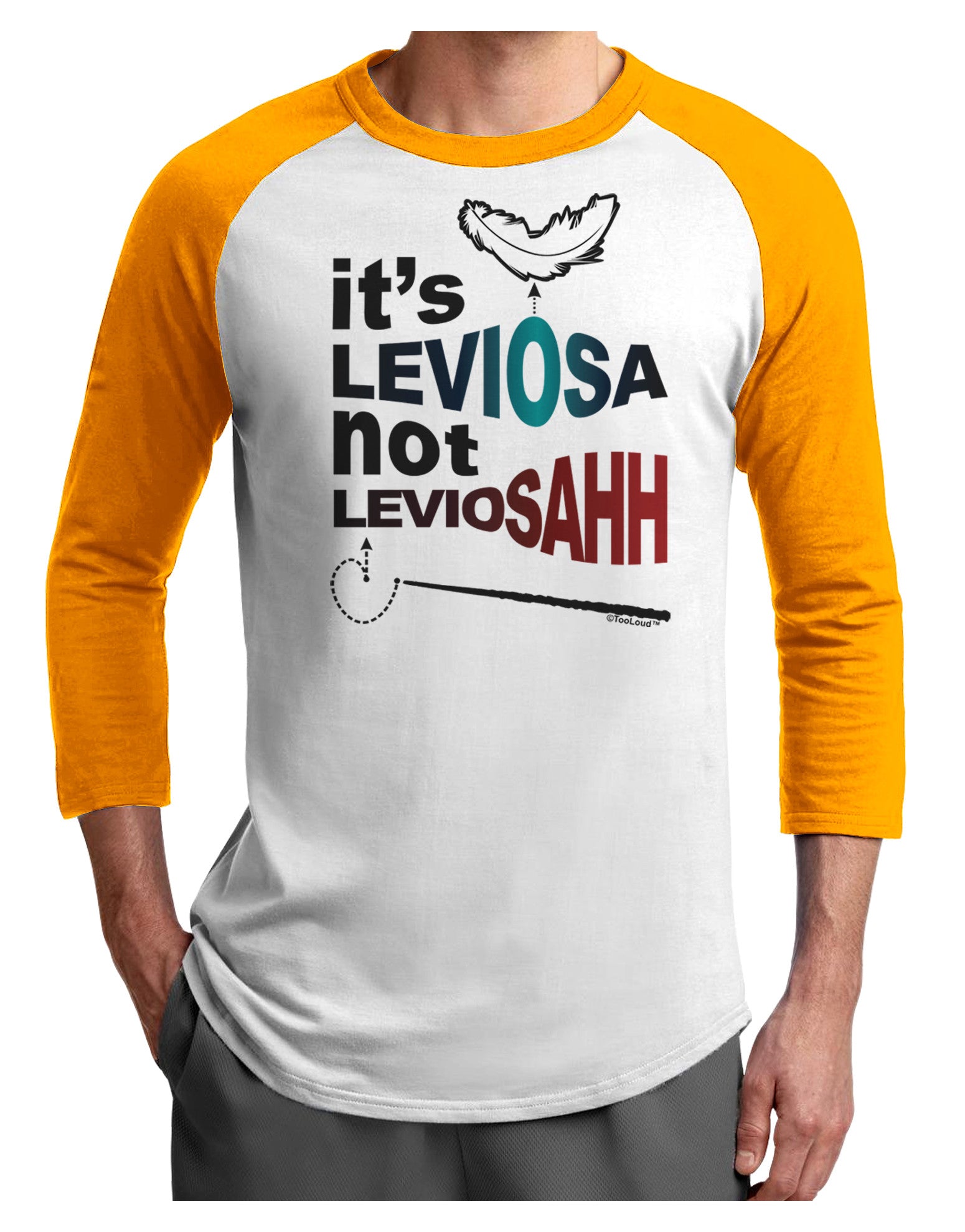 It's LeviOsa not LeviosAHH Adult Raglan Shirt-Raglan Shirt-TooLoud-White-Gold-X-Small-Davson Sales
