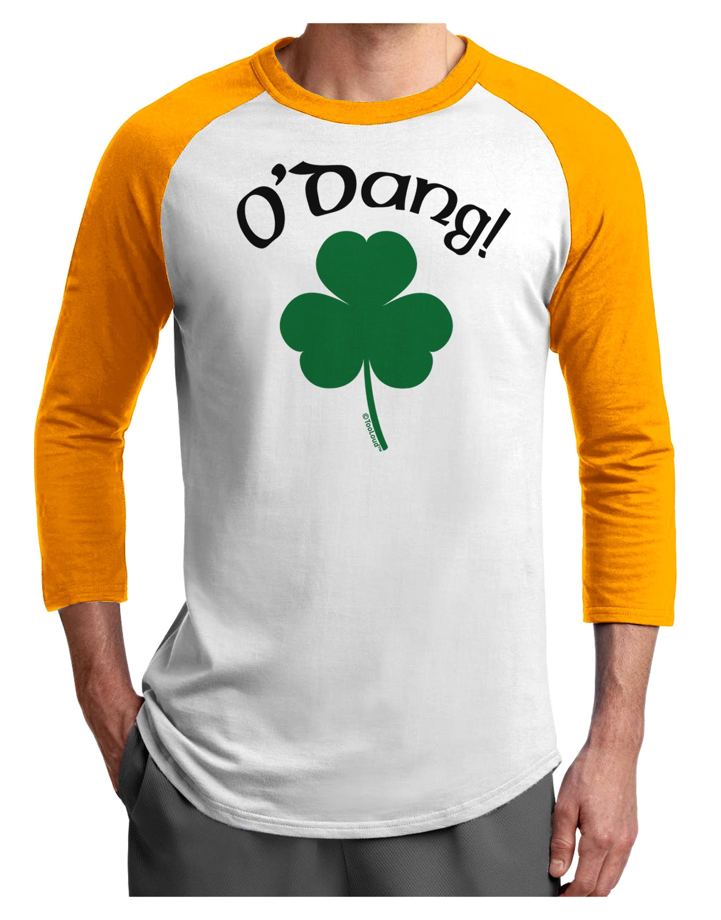 O'Dang - St Patrick's Day Adult Raglan Shirt-Raglan Shirt-TooLoud-White-Gold-X-Small-Davson Sales