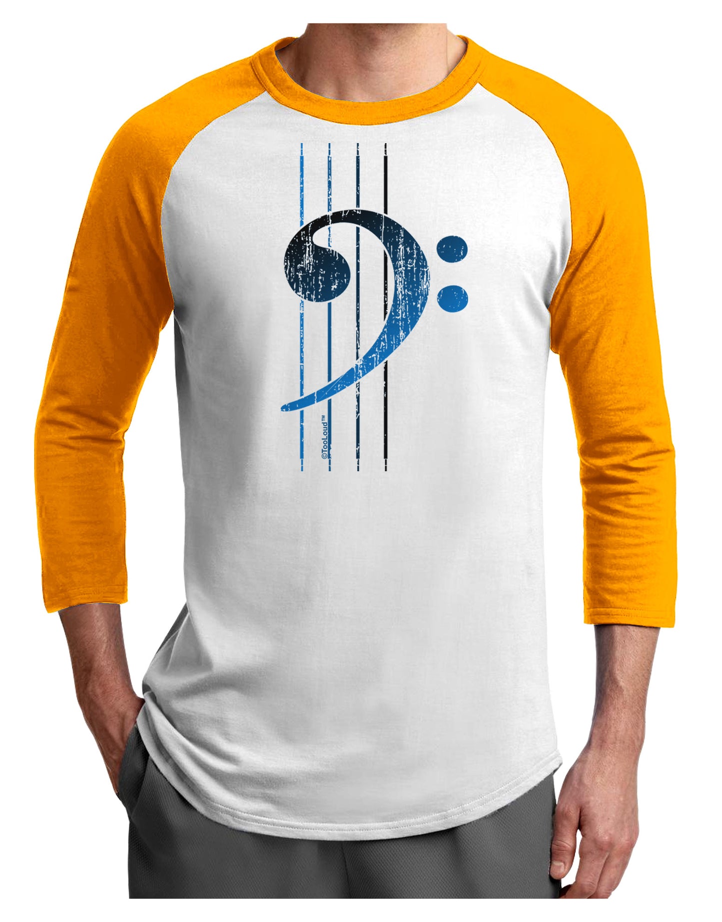 Distressed Bass Strings Adult Raglan Shirt-Raglan Shirt-TooLoud-White-Gold-X-Small-Davson Sales