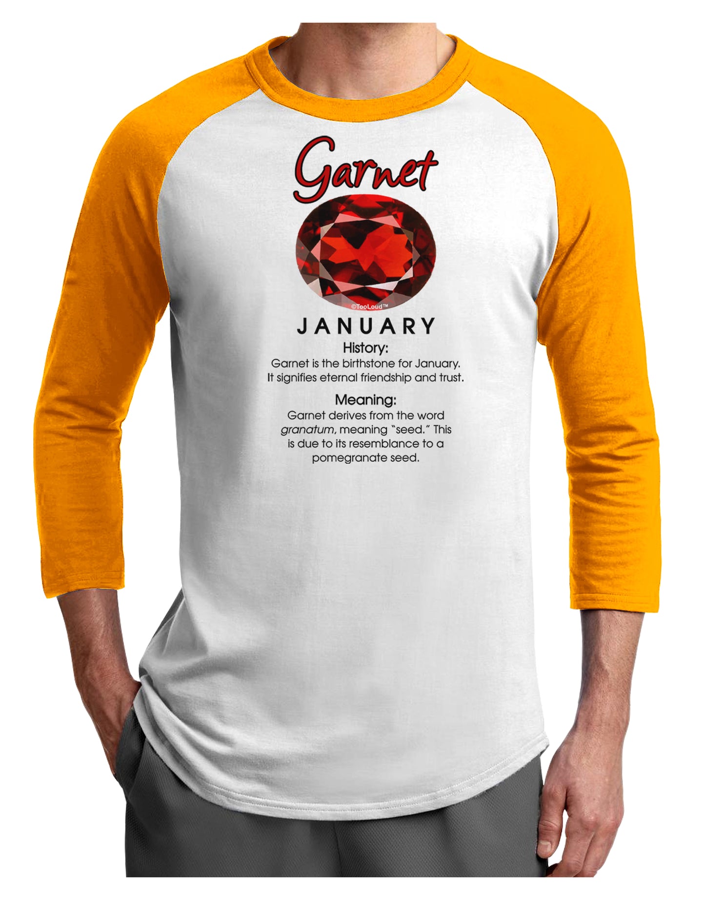 Birthstone Garnet Adult Raglan Shirt-Raglan Shirt-TooLoud-White-Gold-X-Small-Davson Sales