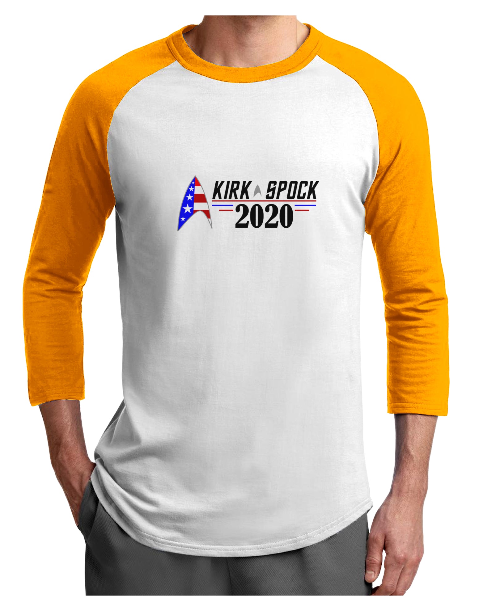 Kirk Spock 2020 Funny Adult Raglan Shirt by TooLoud-TooLoud-White-Gold-X-Small-Davson Sales