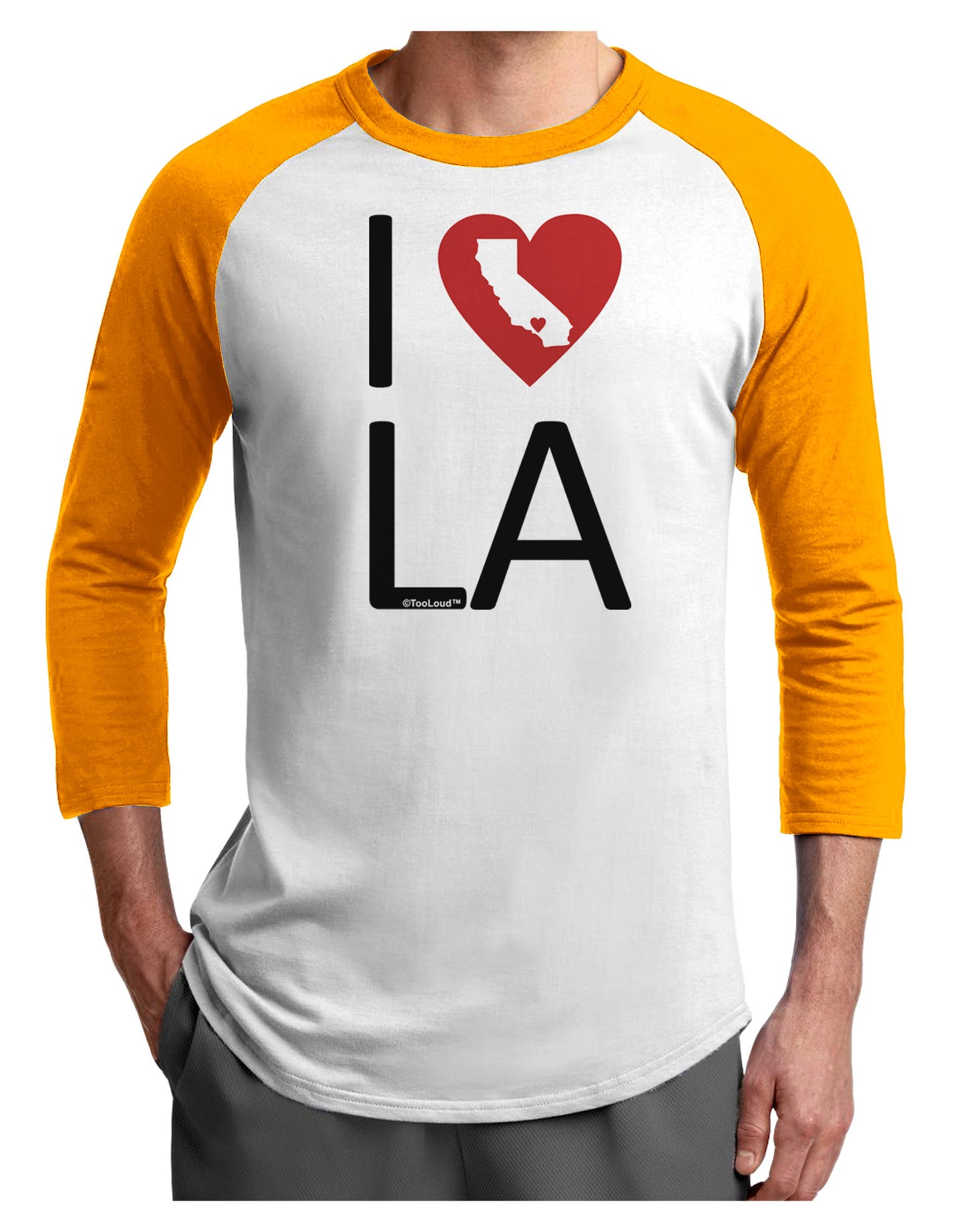 I Heart Los Angeles Adult Raglan Shirt-Raglan Shirt-TooLoud-White-Gold-X-Small-Davson Sales