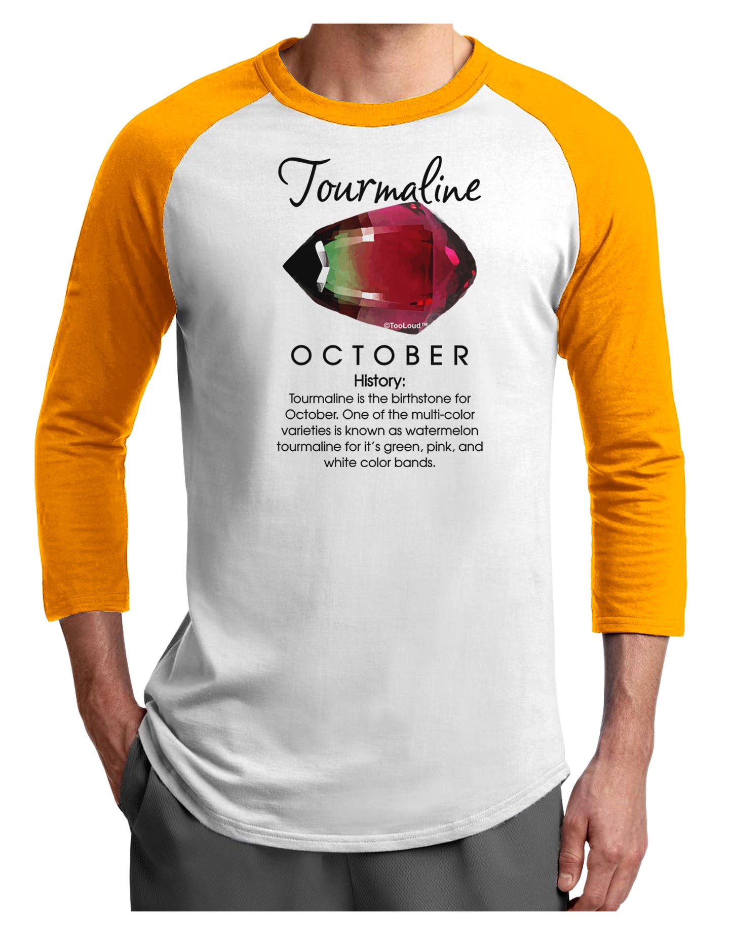 Birthstone Tourmaline Adult Raglan Shirt by TooLoud-TooLoud-White-Gold-X-Small-Davson Sales