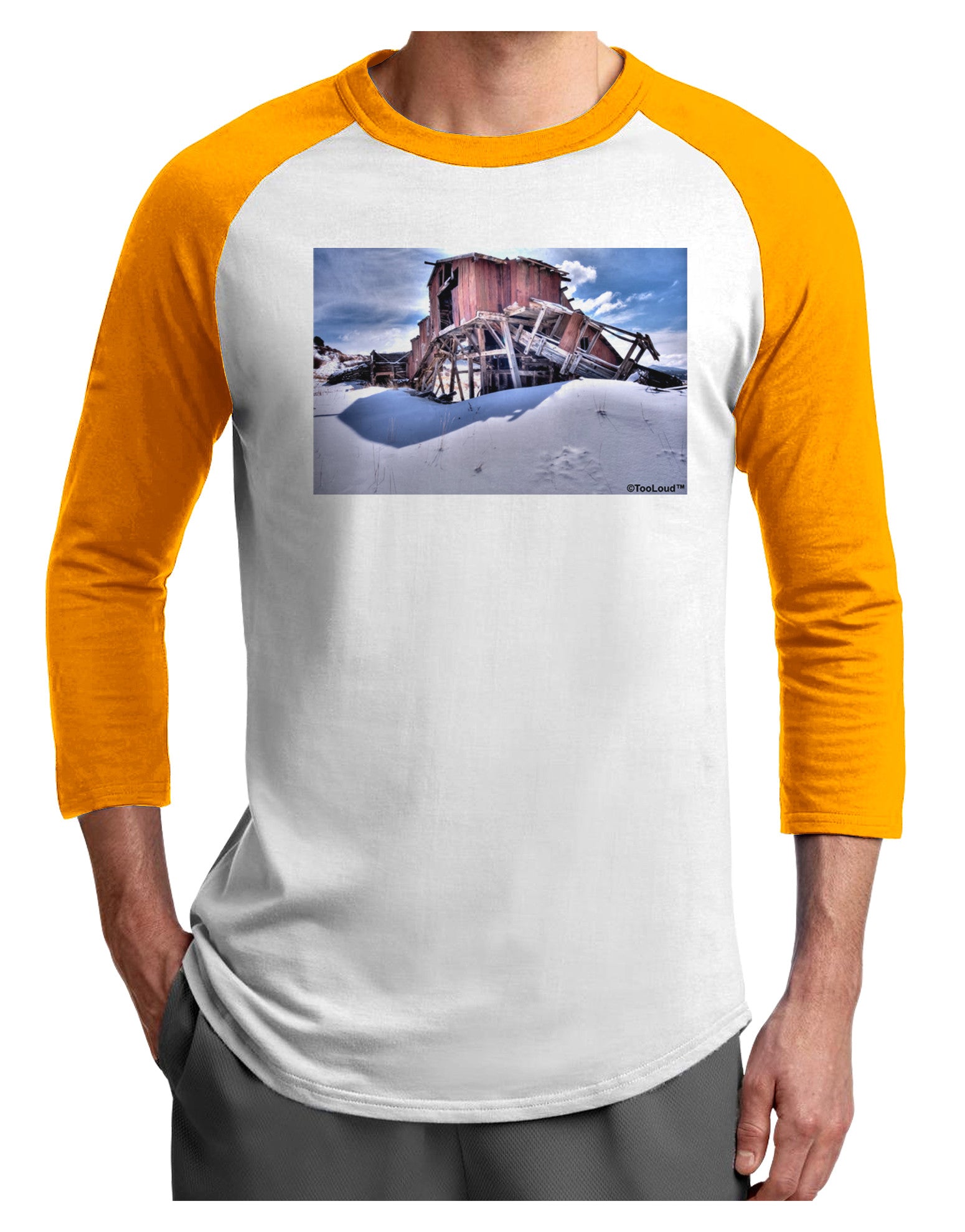 TooLoud Victor Mines Colorado Adult Raglan Shirt-TooLoud-White-Gold-X-Small-Davson Sales
