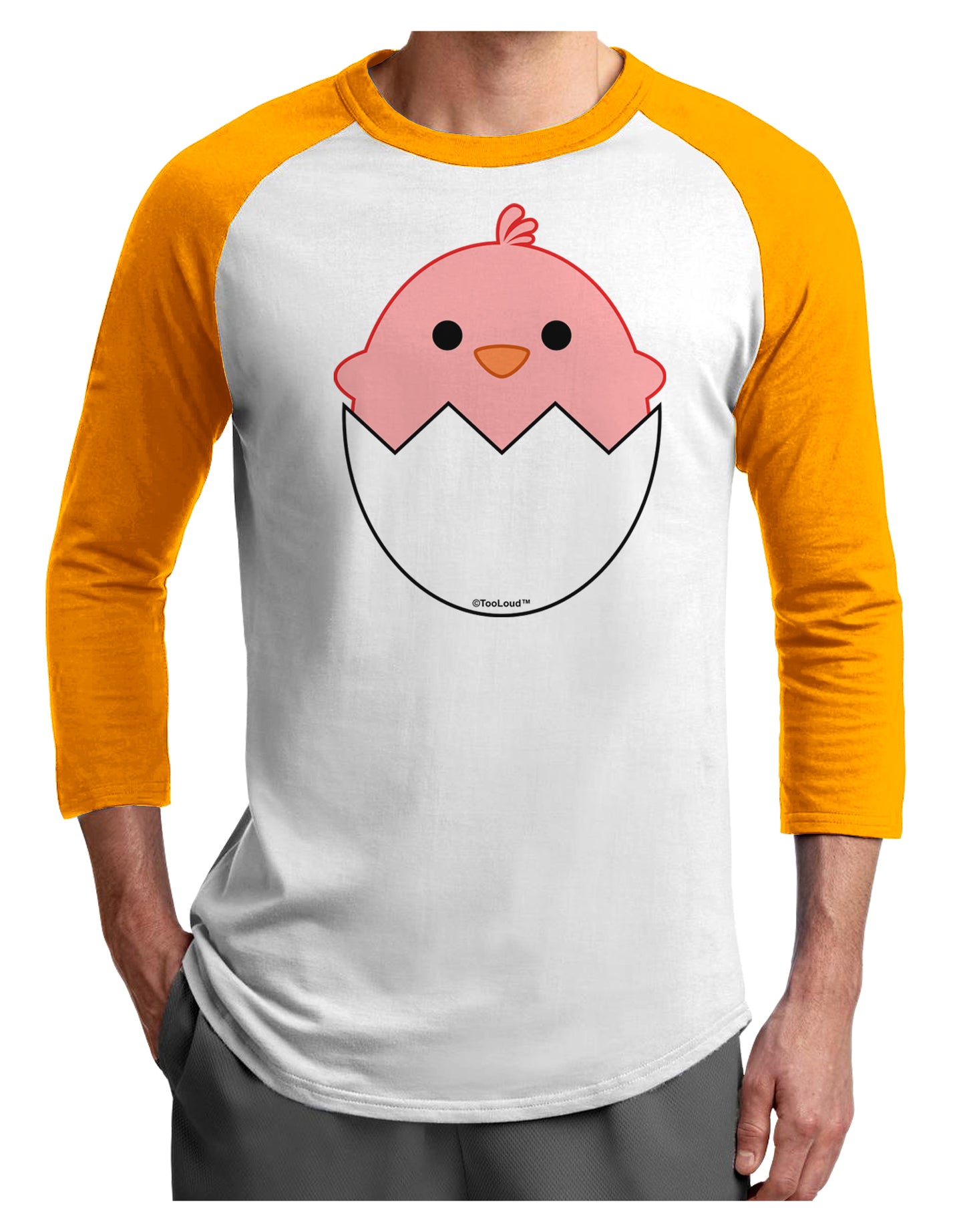 Cute Hatching Chick - Pink Adult Raglan Shirt by TooLoud-TooLoud-White-Gold-X-Small-Davson Sales