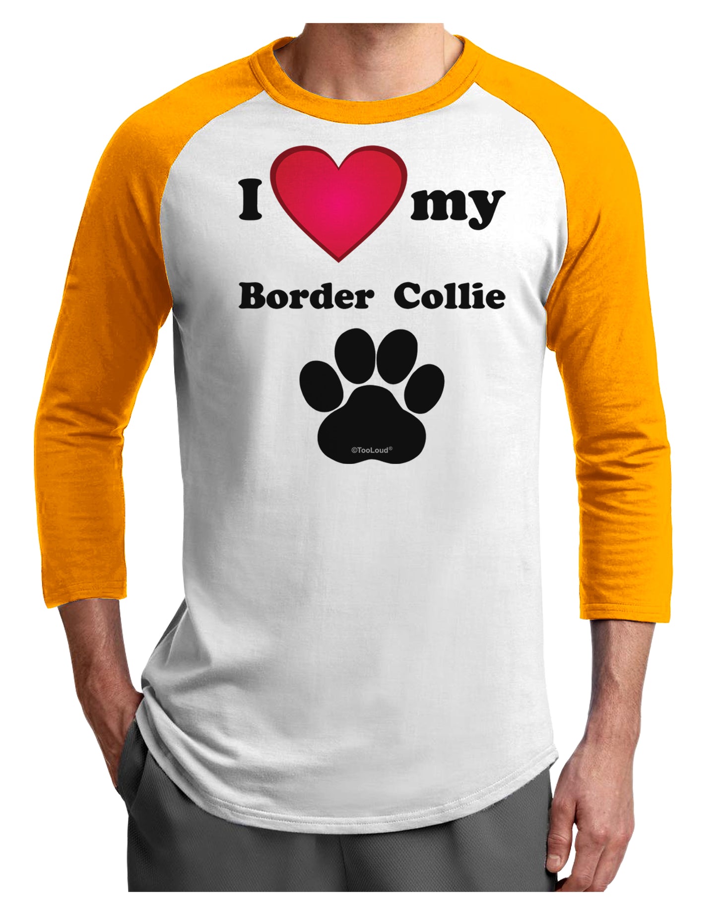 I Heart My Border Collie Adult Raglan Shirt by TooLoud-TooLoud-White-Gold-X-Small-Davson Sales