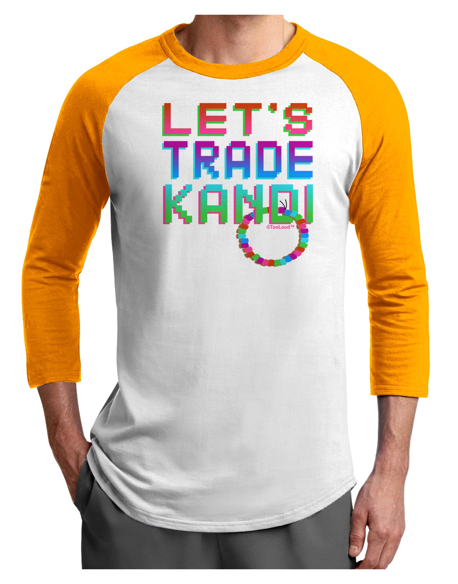 Let's Trade Kandi Adult Raglan Shirt-Raglan Shirt-TooLoud-White-Gold-X-Small-Davson Sales