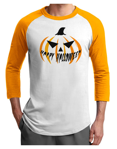 Happy Halloween Jack Adult Raglan Shirt-Raglan Shirt-TooLoud-White-Gold-X-Small-Davson Sales