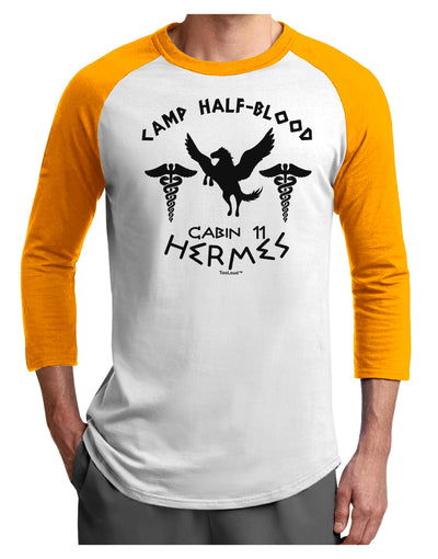 Camp Half Blood Cabin 11 Hermes Adult Raglan Shirt by-Raglan Shirt-TooLoud-White-Gold-X-Small-Davson Sales