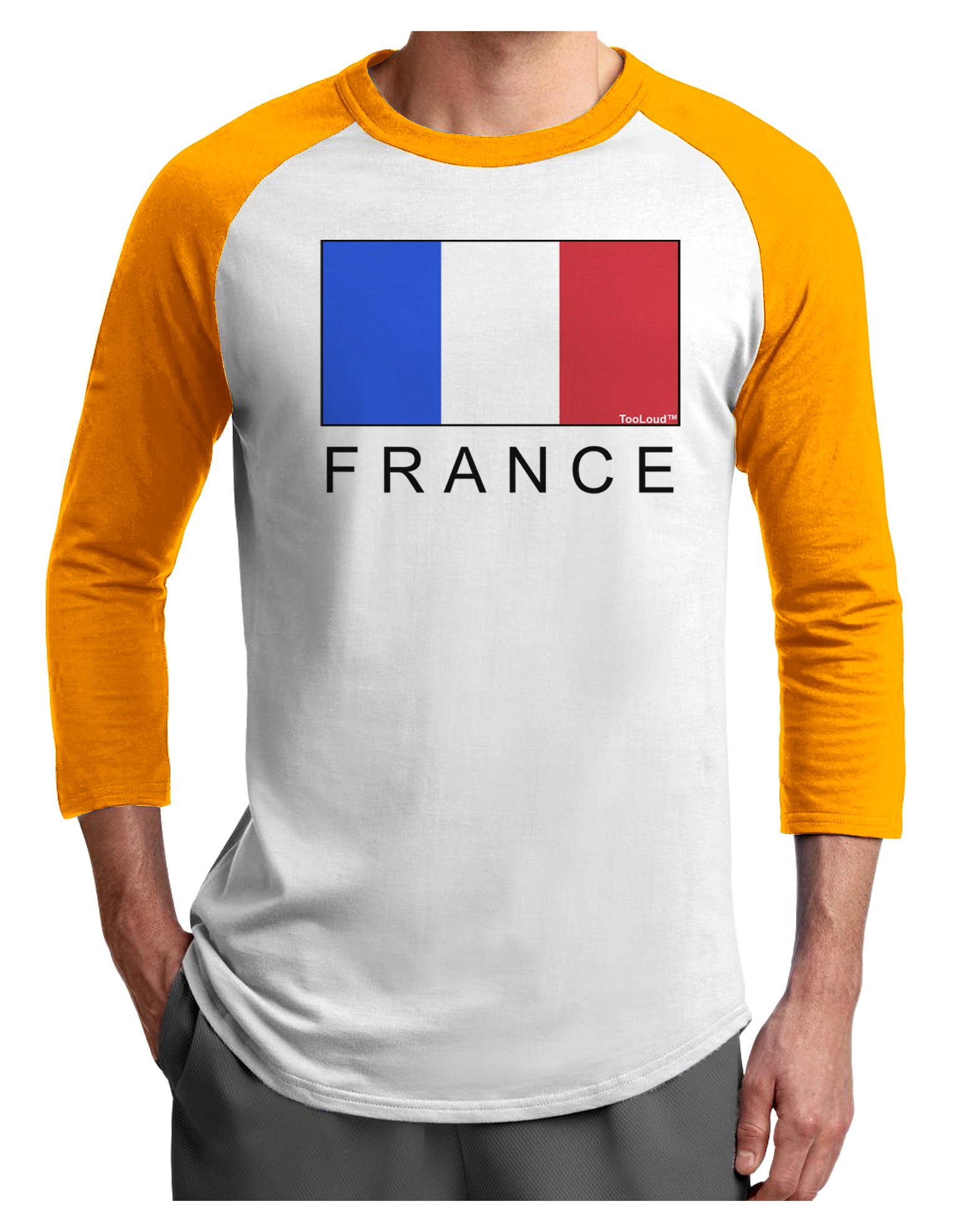 French Flag - France Text Adult Raglan Shirt by TooLoud-TooLoud-White-Gold-X-Small-Davson Sales