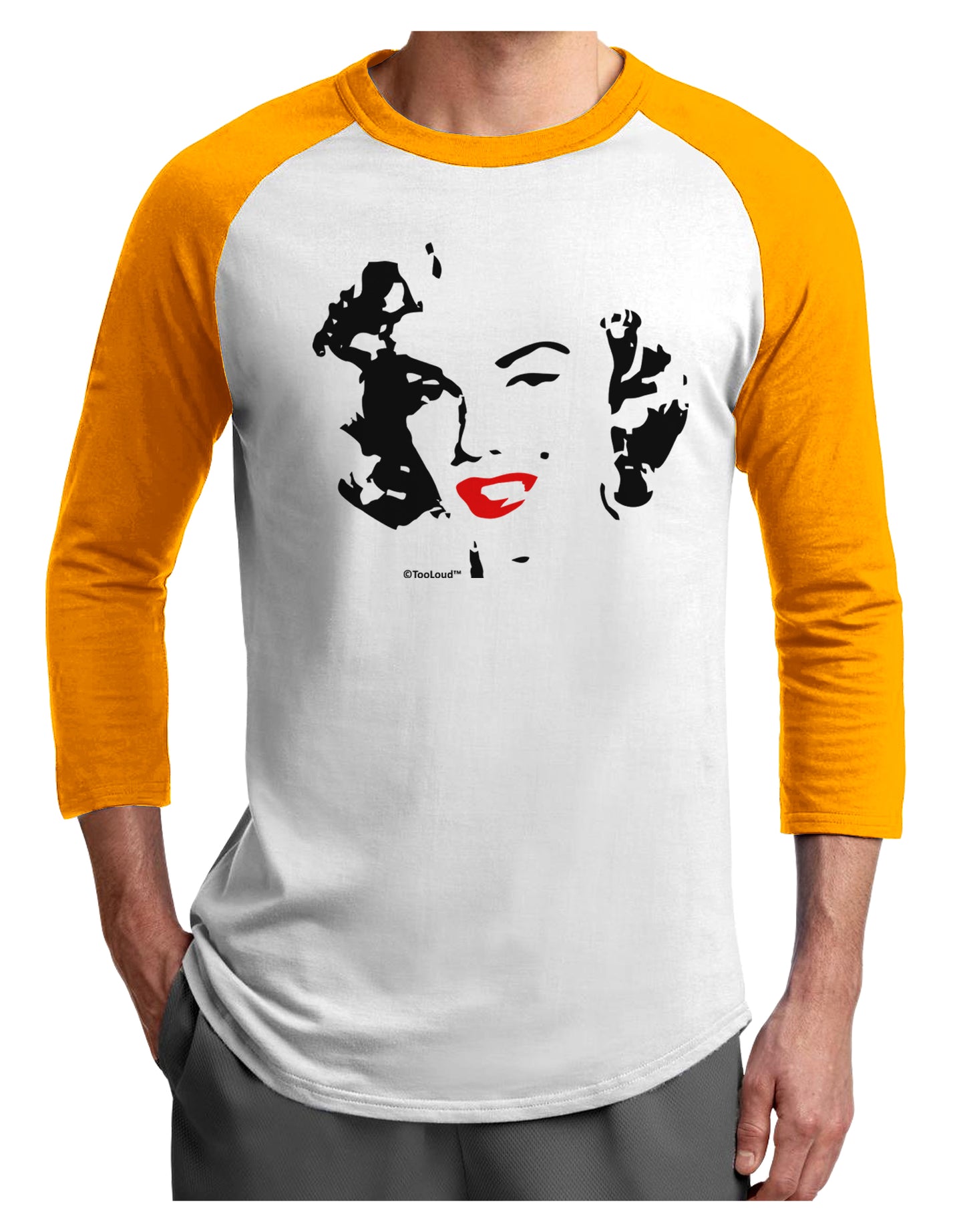 Marilyn Monroe Cutout Design Red Lips Adult Raglan Shirt by TooLoud-TooLoud-White-Gold-X-Small-Davson Sales