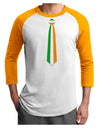 Faux Irish Flag Tie St Patricks Day Adult Raglan Shirt-Raglan Shirt-TooLoud-White-Gold-X-Small-Davson Sales