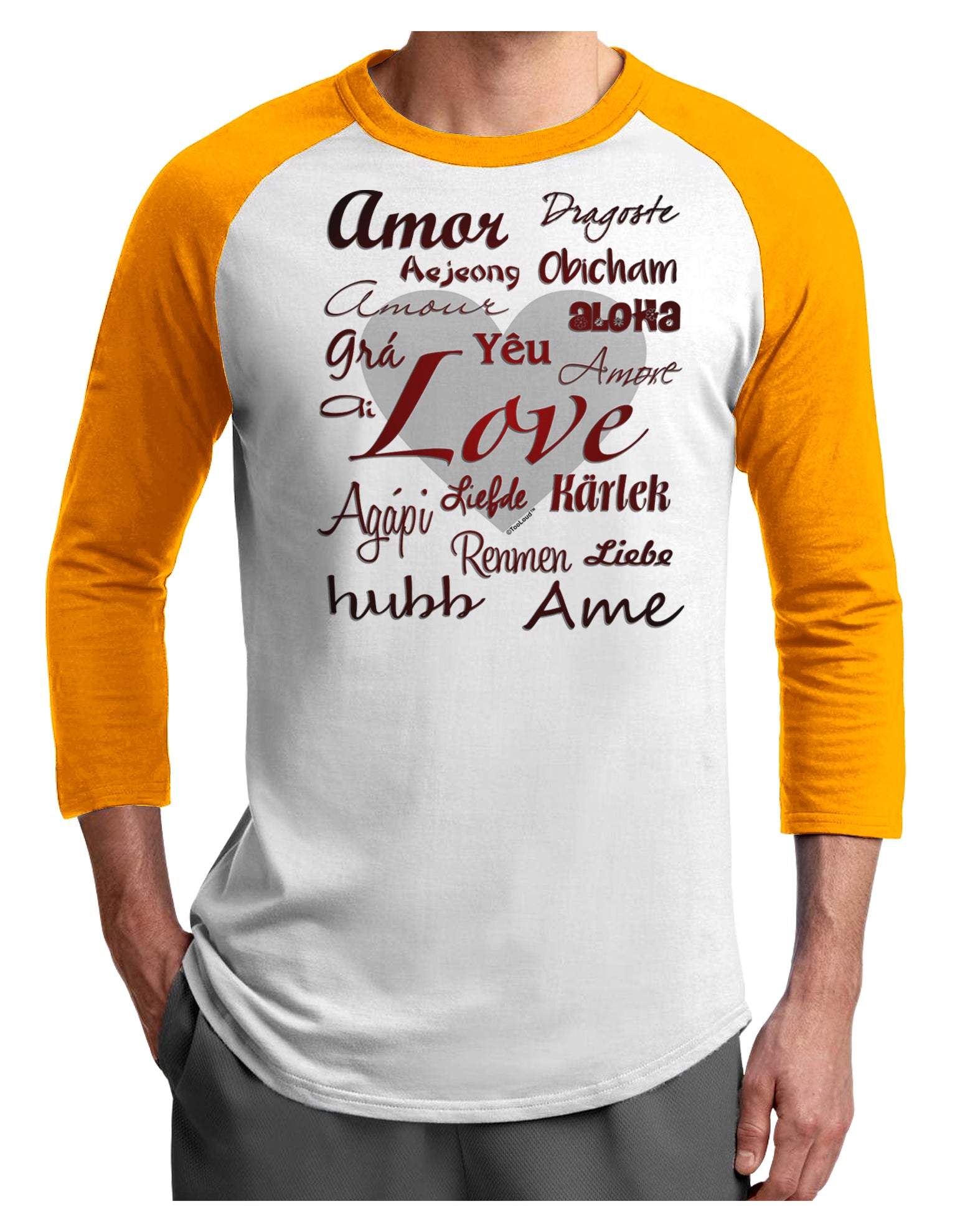 Love Languages Adult Raglan Shirt by TooLoud-TooLoud-White-Gold-X-Small-Davson Sales