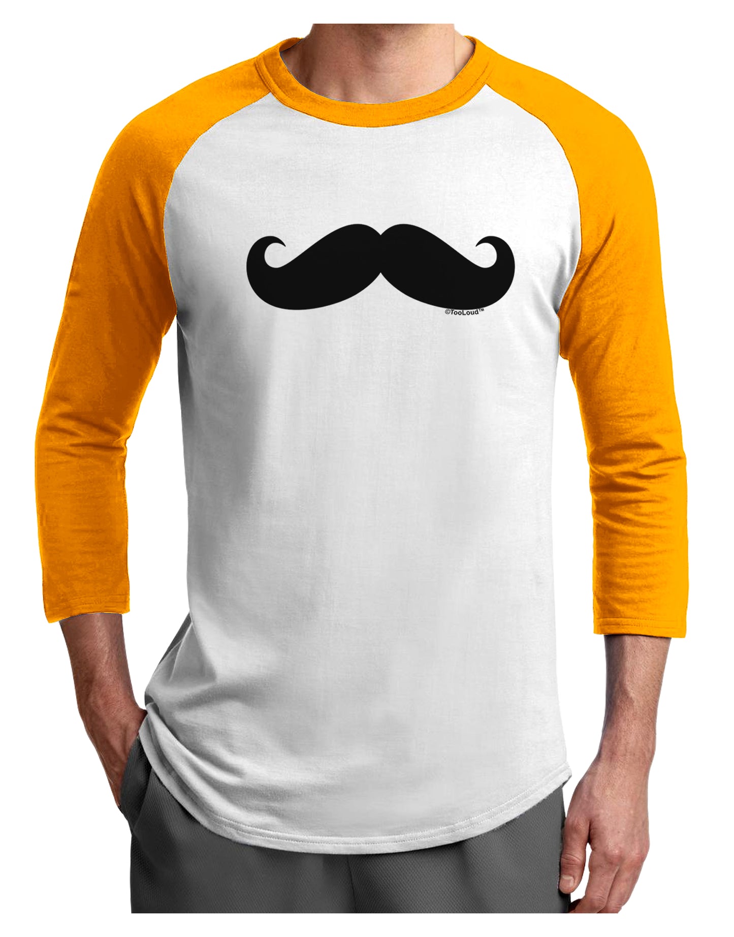 Big Fancy Mustache Adult Raglan Shirt-Raglan Shirt-TooLoud-White-Gold-X-Small-Davson Sales