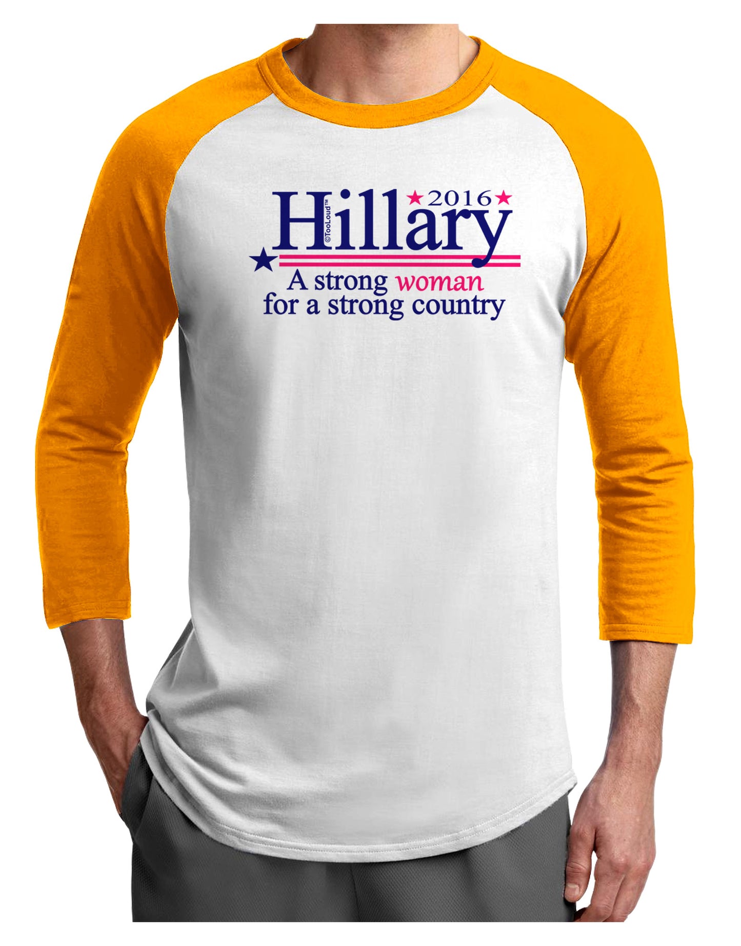 Hillary A Strong Woman Adult Raglan Shirt-Raglan Shirt-TooLoud-White-Gold-X-Small-Davson Sales