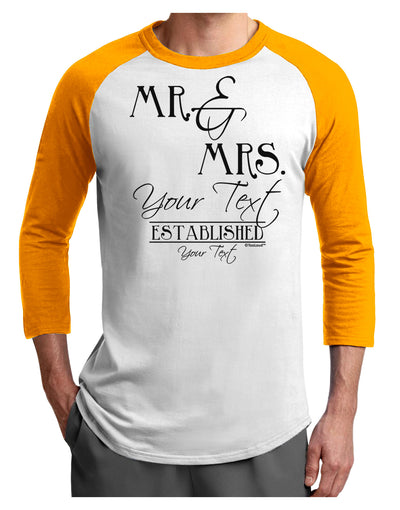Personalized Mr and Mrs -Name- Established -Date- Design Adult Raglan Shirt-TooLoud-White-Gold-X-Small-Davson Sales