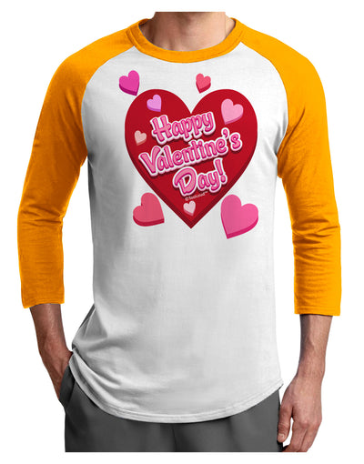 Happy Valentine's Day Romantic Hearts Adult Raglan Shirt-Raglan Shirt-TooLoud-White-Gold-X-Small-Davson Sales