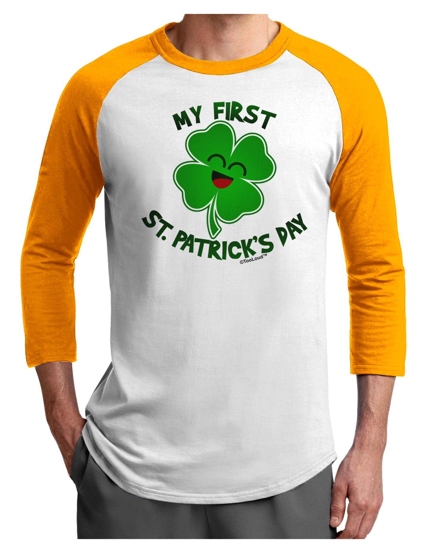 My First St. Patrick's Day Adult Raglan Shirt-Raglan Shirt-TooLoud-White-Gold-X-Small-Davson Sales