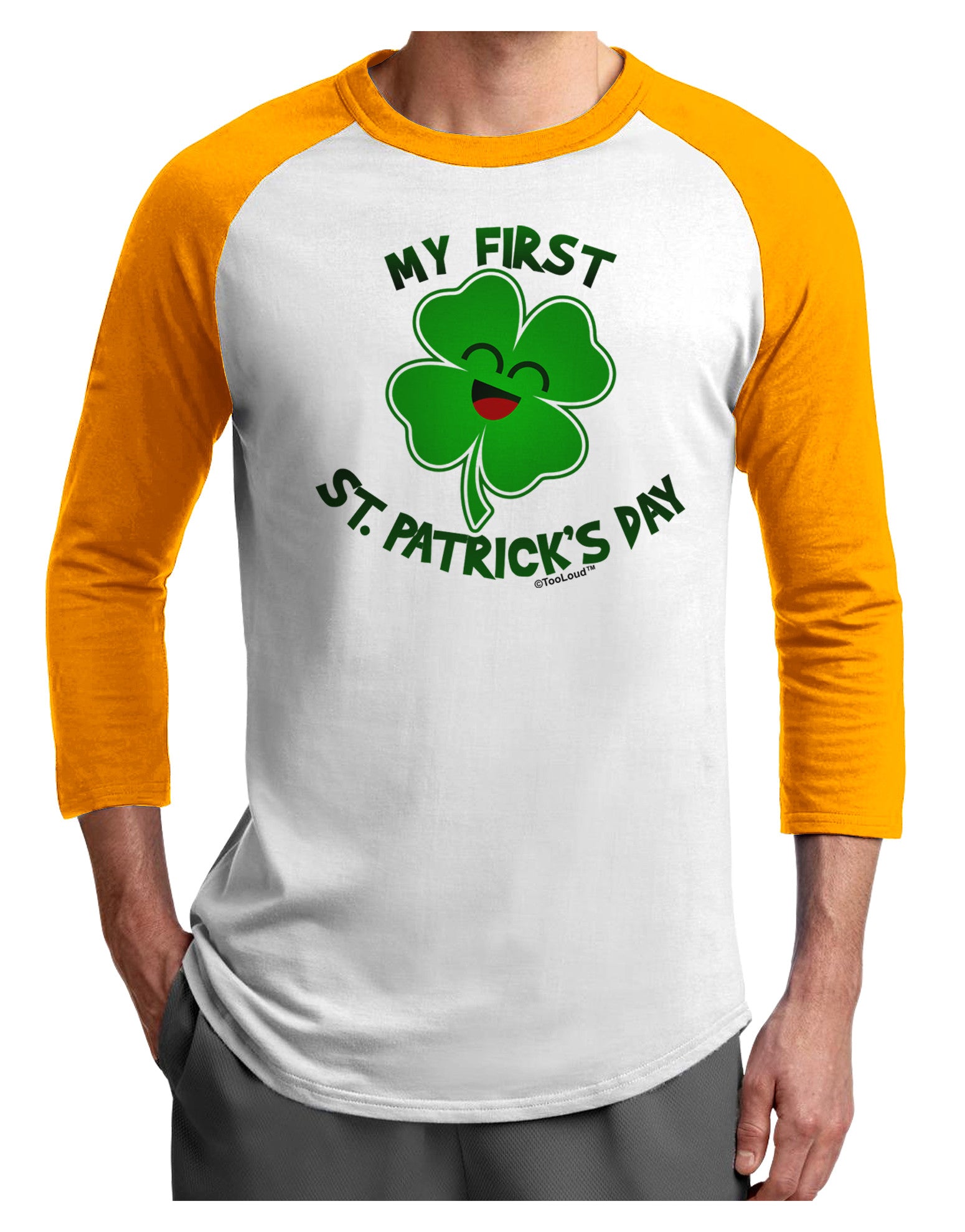 My First St. Patrick's Day Adult Raglan Shirt-Raglan Shirt-TooLoud-White-Gold-X-Small-Davson Sales