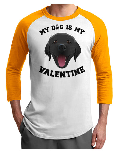 My Dog is my Valentine Black Adult Raglan Shirt-TooLoud-White-Gold-X-Small-Davson Sales