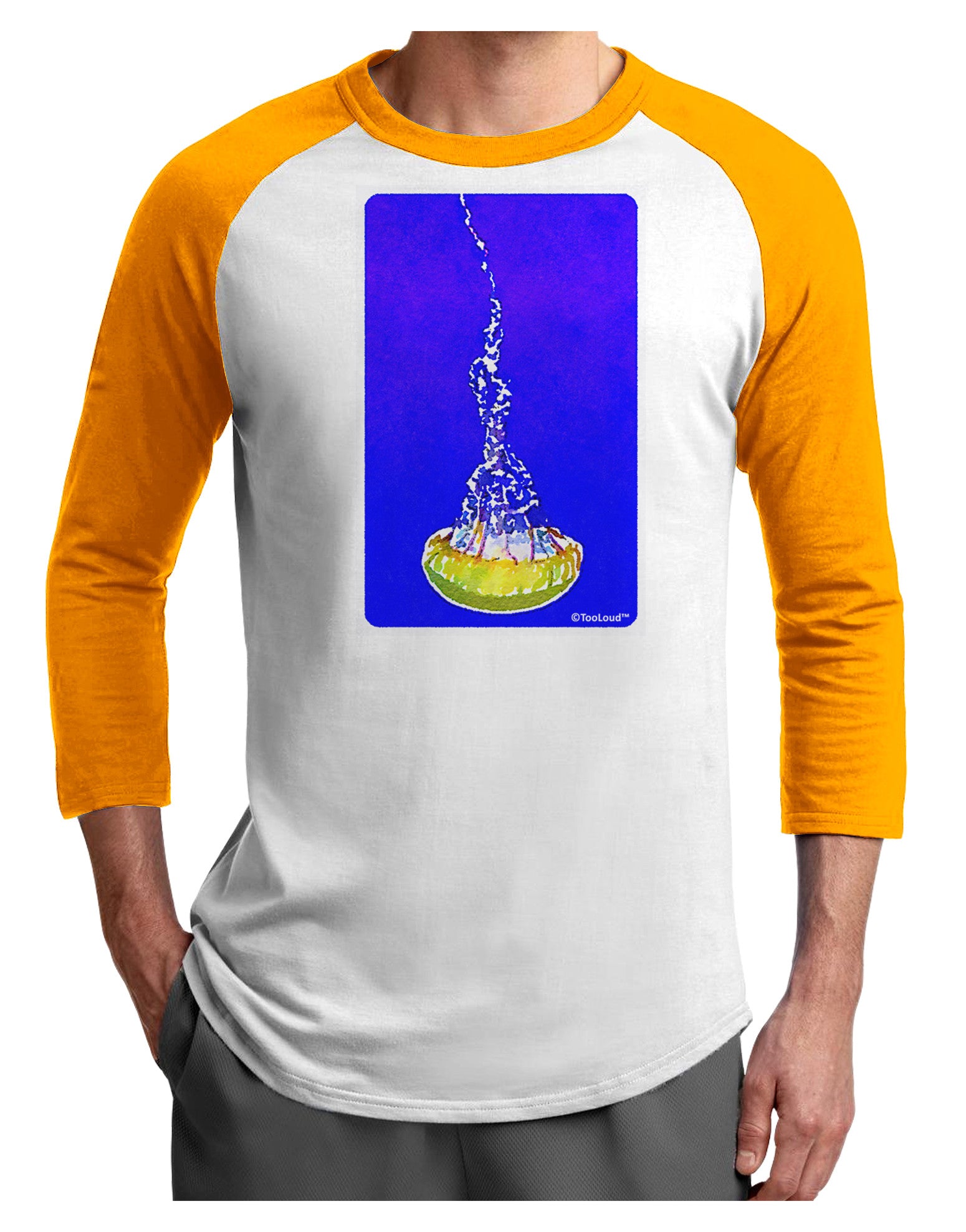 Solo Jellyfish Watercolor Adult Raglan Shirt-TooLoud-White-Gold-X-Small-Davson Sales