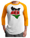 Kenya Flag Silhouette Distressed Adult Raglan Shirt-TooLoud-White-Gold-X-Small-Davson Sales