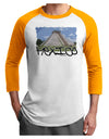 Mexico - Mayan Temple Cut-out Adult Raglan Shirt-TooLoud-White-Gold-X-Small-Davson Sales