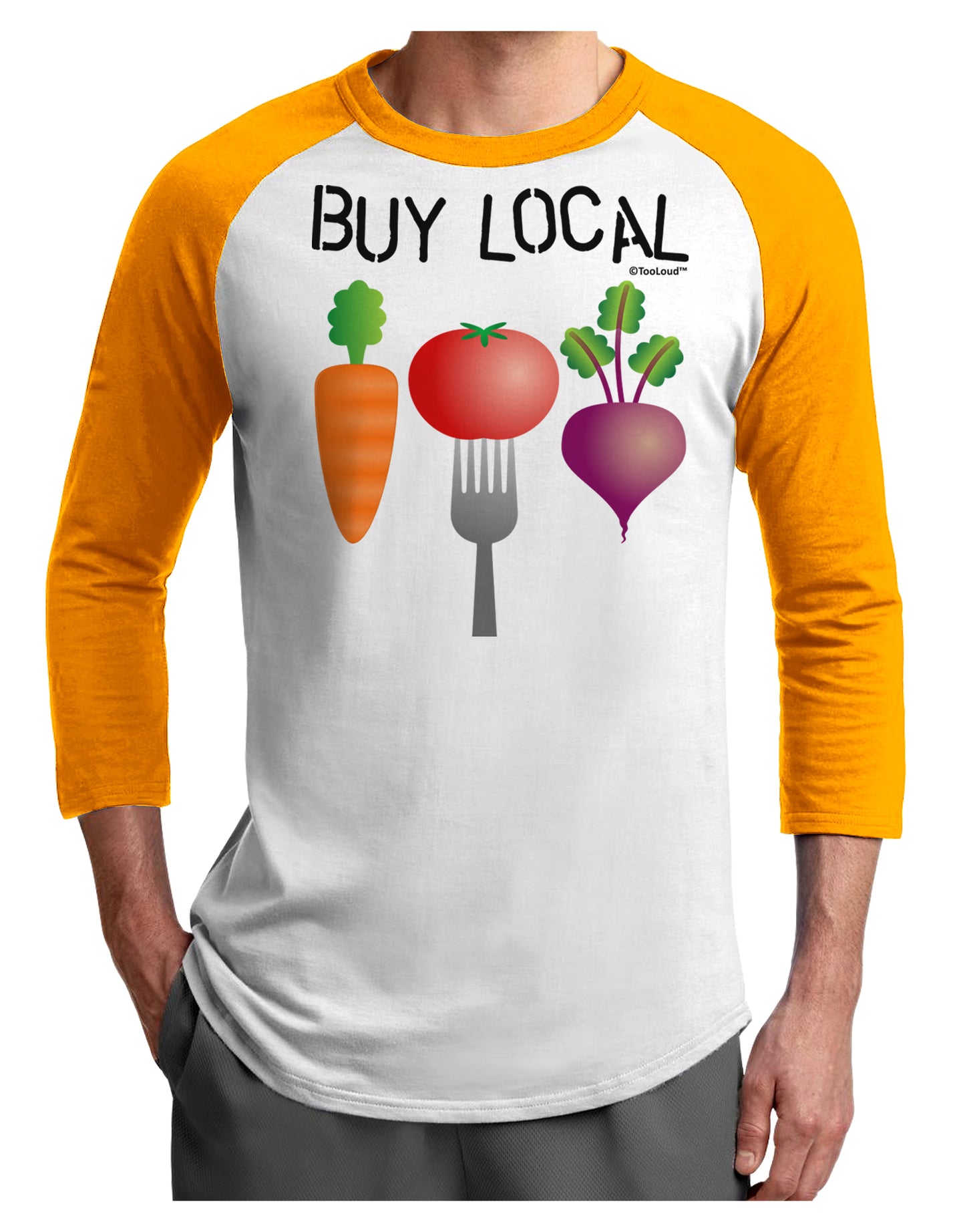 Buy Local - Vegetables Design Adult Raglan Shirt-TooLoud-White-Gold-X-Small-Davson Sales