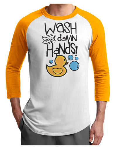 Wash your Damn Hands Adult Raglan Shirt-Mens T-Shirt-TooLoud-White-Gold-X-Small-Davson Sales