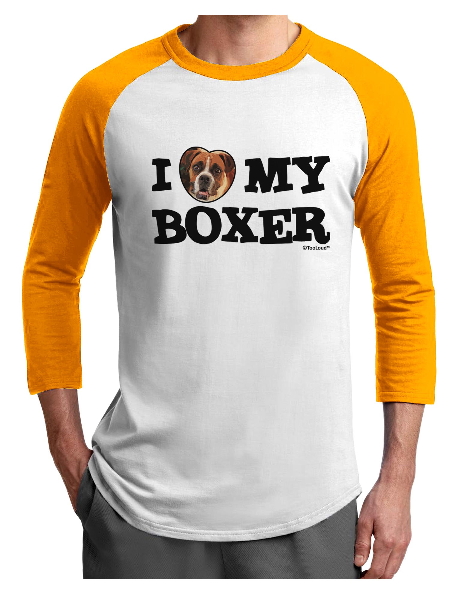 I Heart My Boxer Adult Raglan Shirt by TooLoud-TooLoud-White-Gold-X-Small-Davson Sales