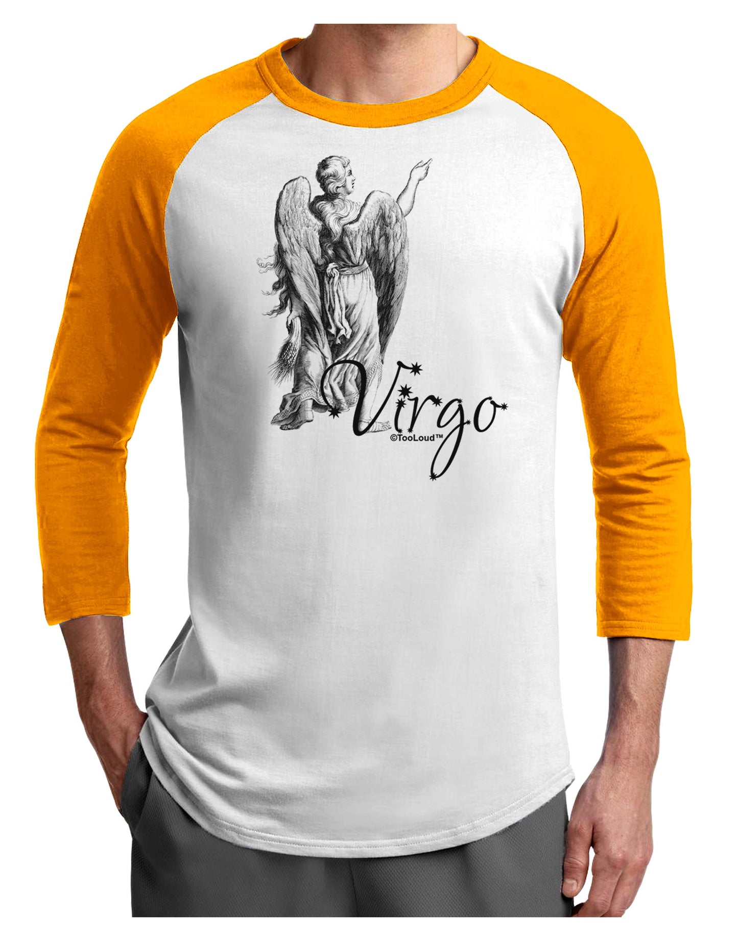 Virgo Illustration Adult Raglan Shirt-TooLoud-White-Gold-X-Small-Davson Sales