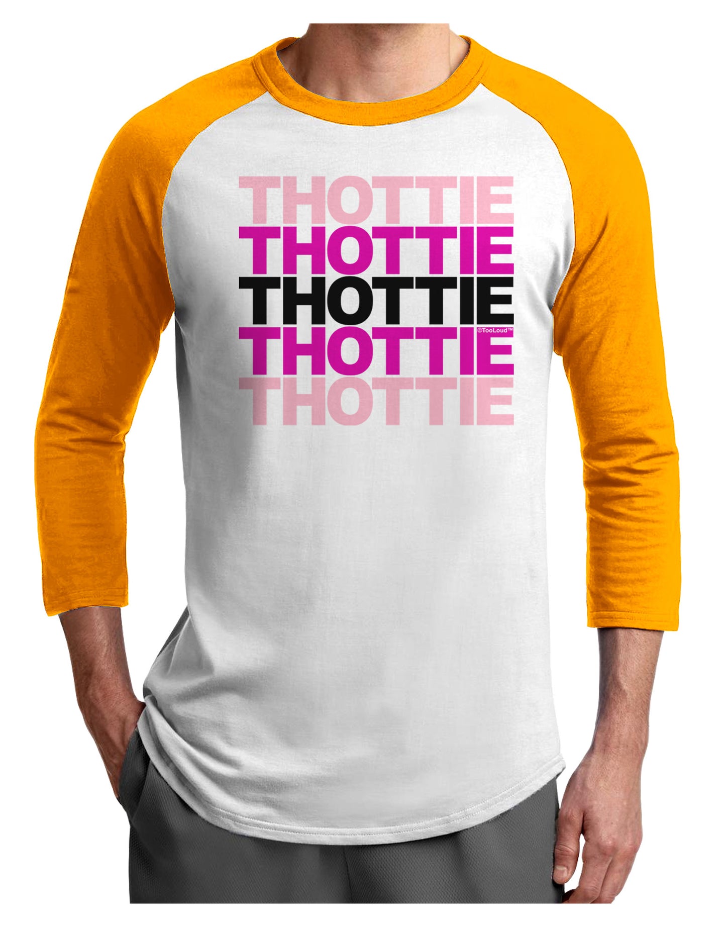 THOTTIE Adult Raglan Shirt-Raglan Shirt-TooLoud-White-Gold-X-Small-Davson Sales