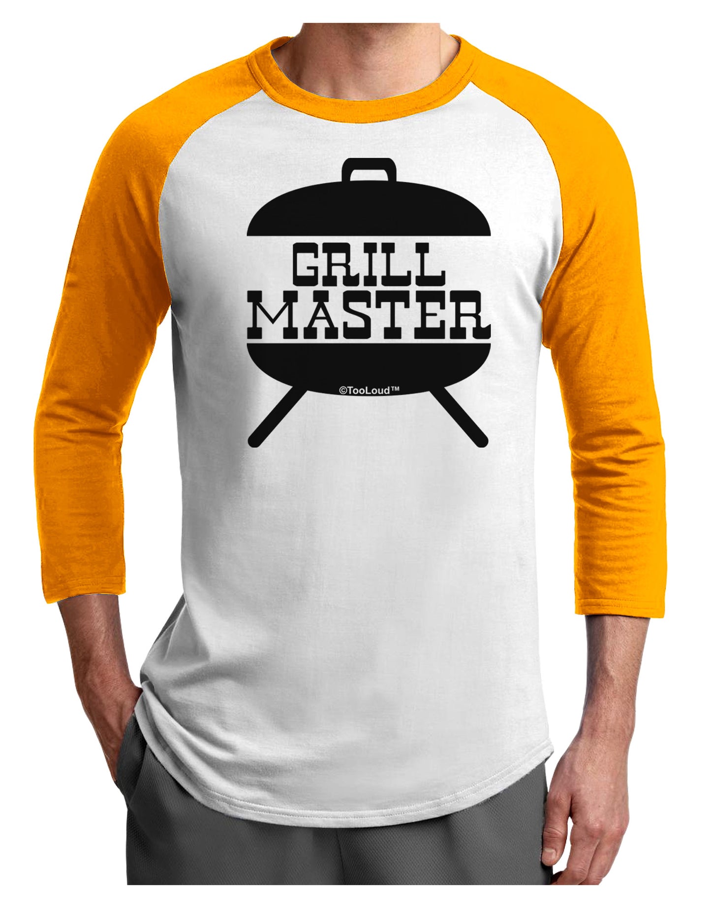 Grill Master Grill Design Adult Raglan Shirt-Raglan Shirt-TooLoud-White-Gold-X-Small-Davson Sales