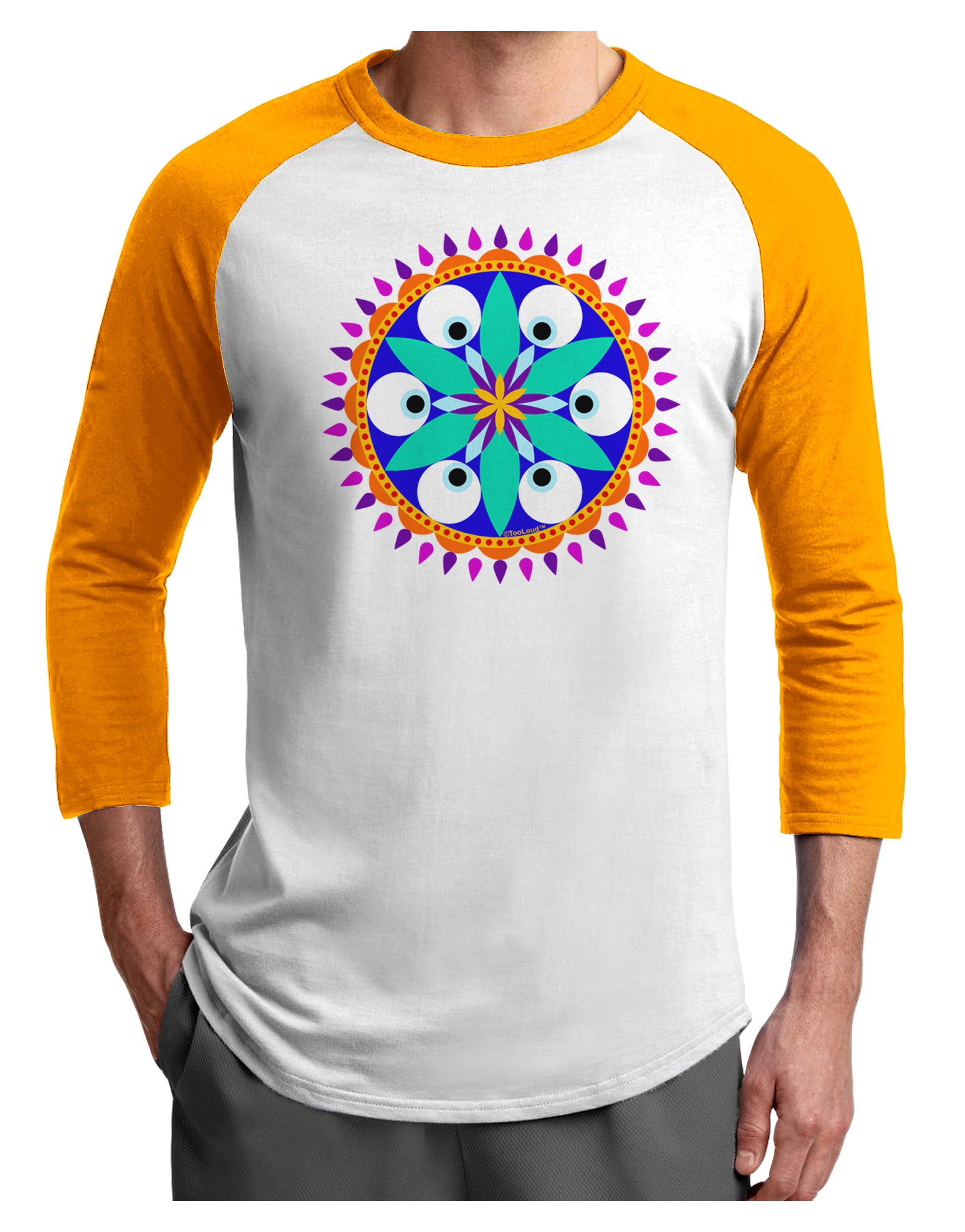 Evil Eye Protection Mandala Adult Raglan Shirt by-Raglan Shirt-TooLoud-White-Gold-X-Small-Davson Sales
