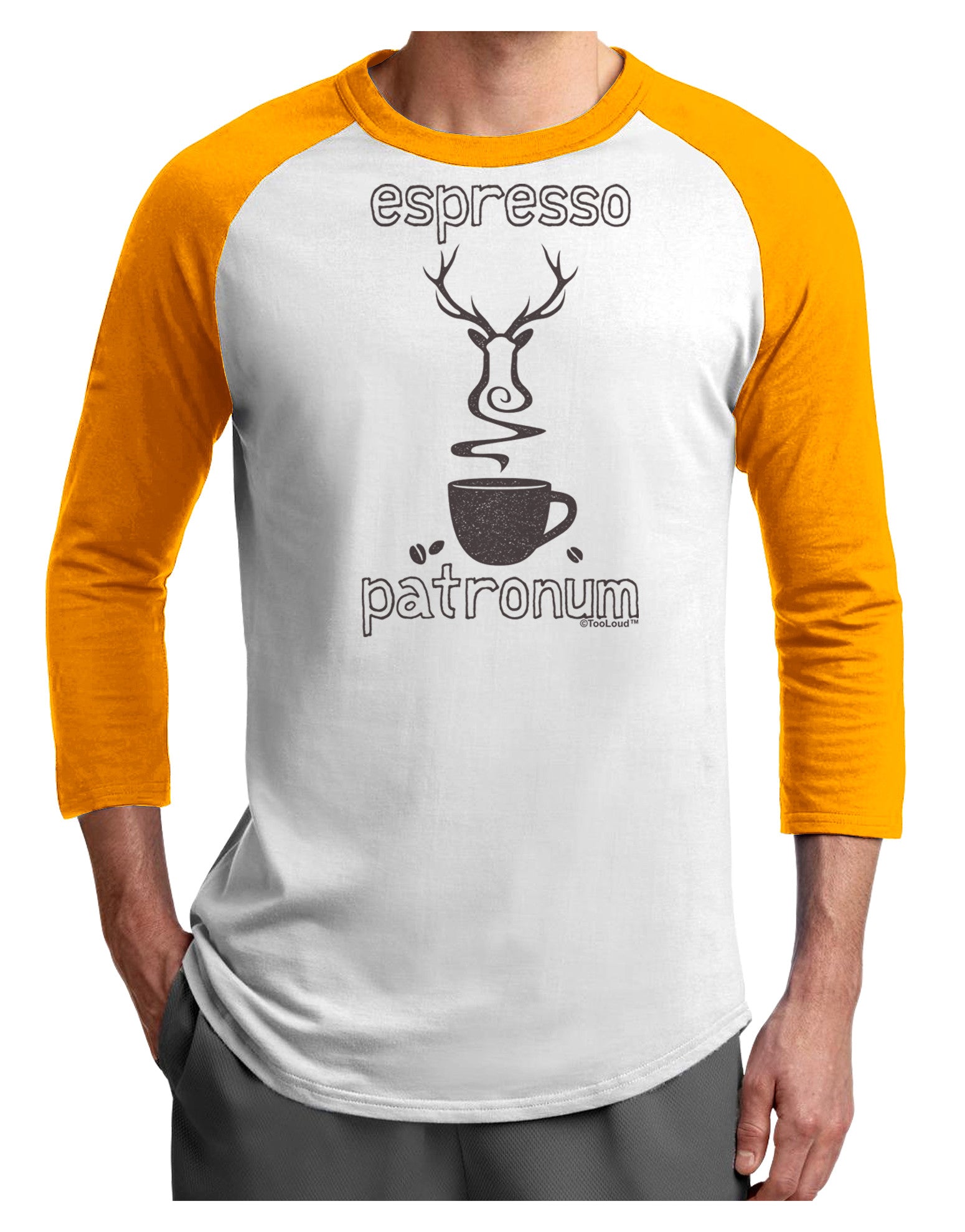 Espresso Patronum Adult Raglan Shirt-Raglan Shirt-TooLoud-White-Gold-X-Small-Davson Sales