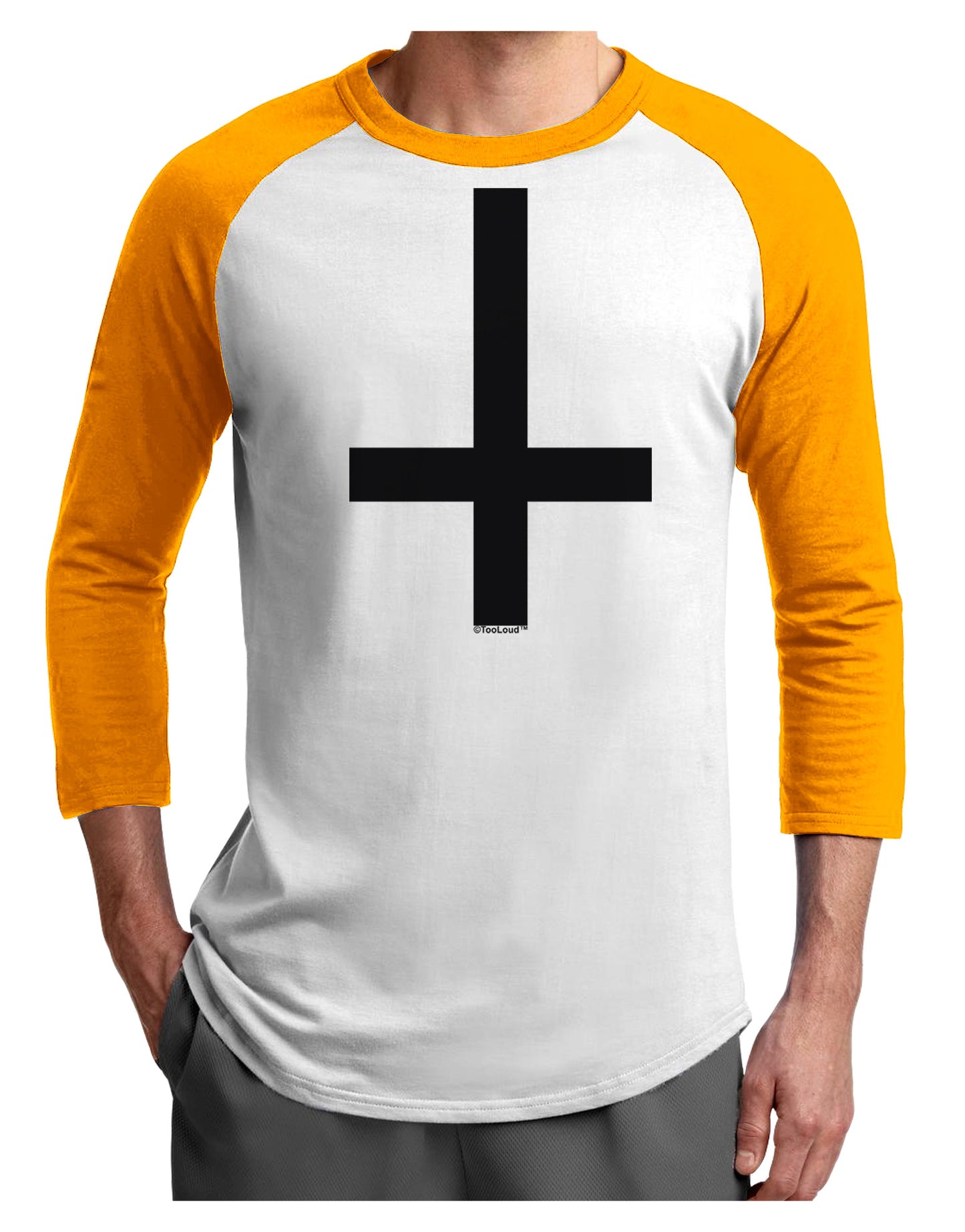 Inverted Cross Adult Raglan Shirt-Raglan Shirt-TooLoud-White-Gold-X-Small-Davson Sales