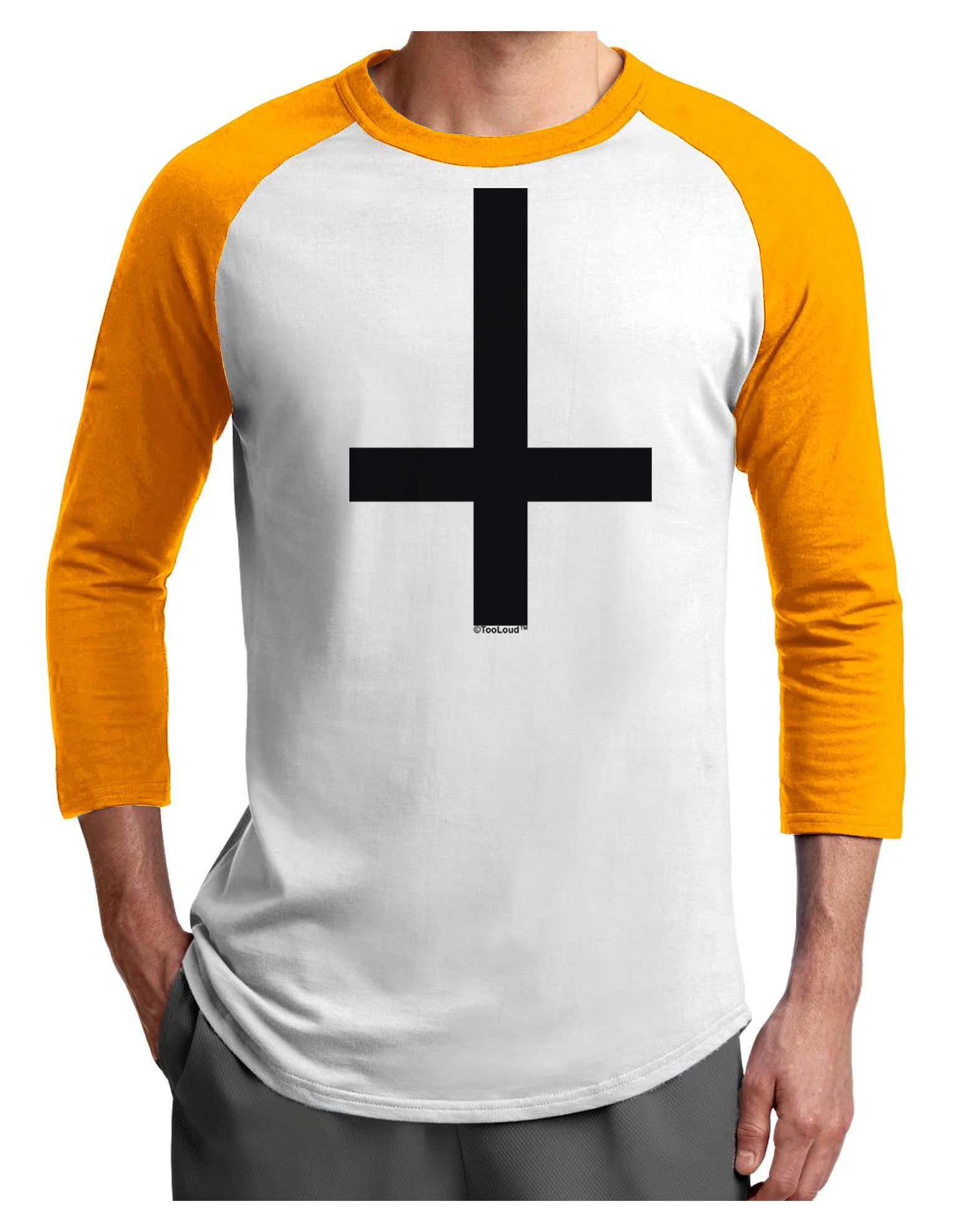 Inverted Cross Adult Raglan Shirt-Raglan Shirt-TooLoud-White-Gold-X-Small-Davson Sales