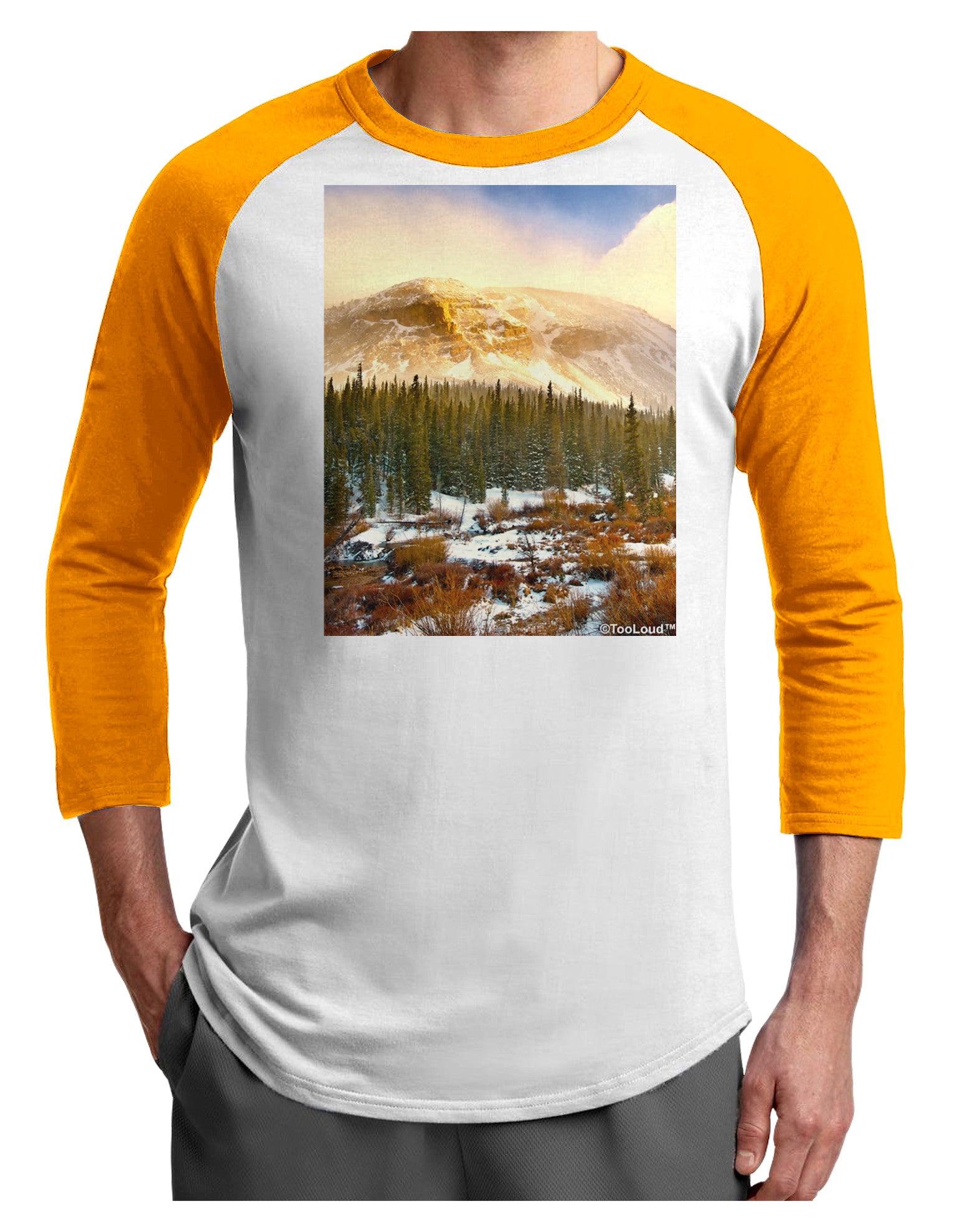 Nature Photography - Mountain Glow Adult Raglan Shirt by-Raglan Shirt-TooLoud-White-Gold-X-Small-Davson Sales