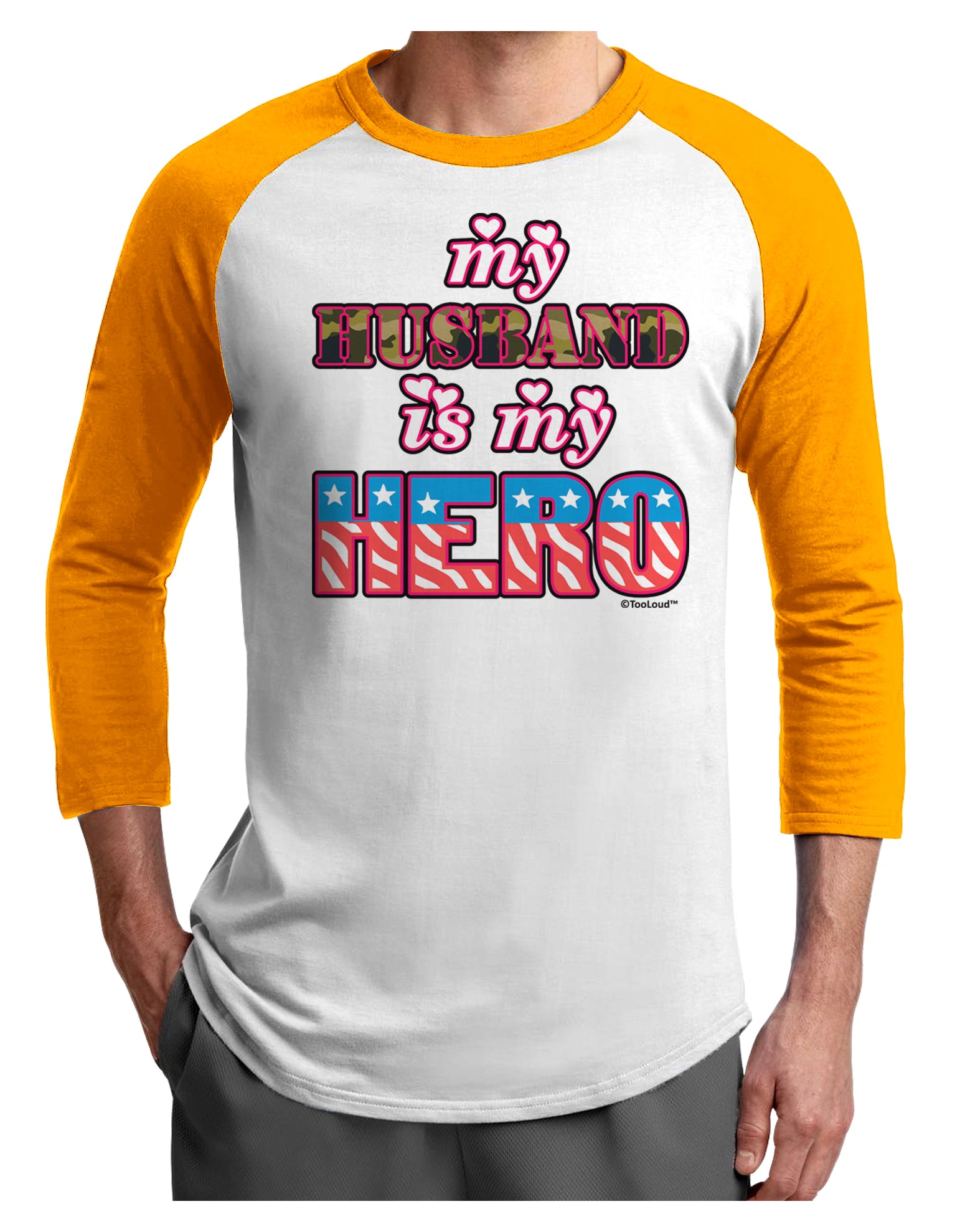 My Husband is My Hero - Armed Forces Adult Raglan Shirt by TooLoud-TooLoud-White-Gold-X-Small-Davson Sales