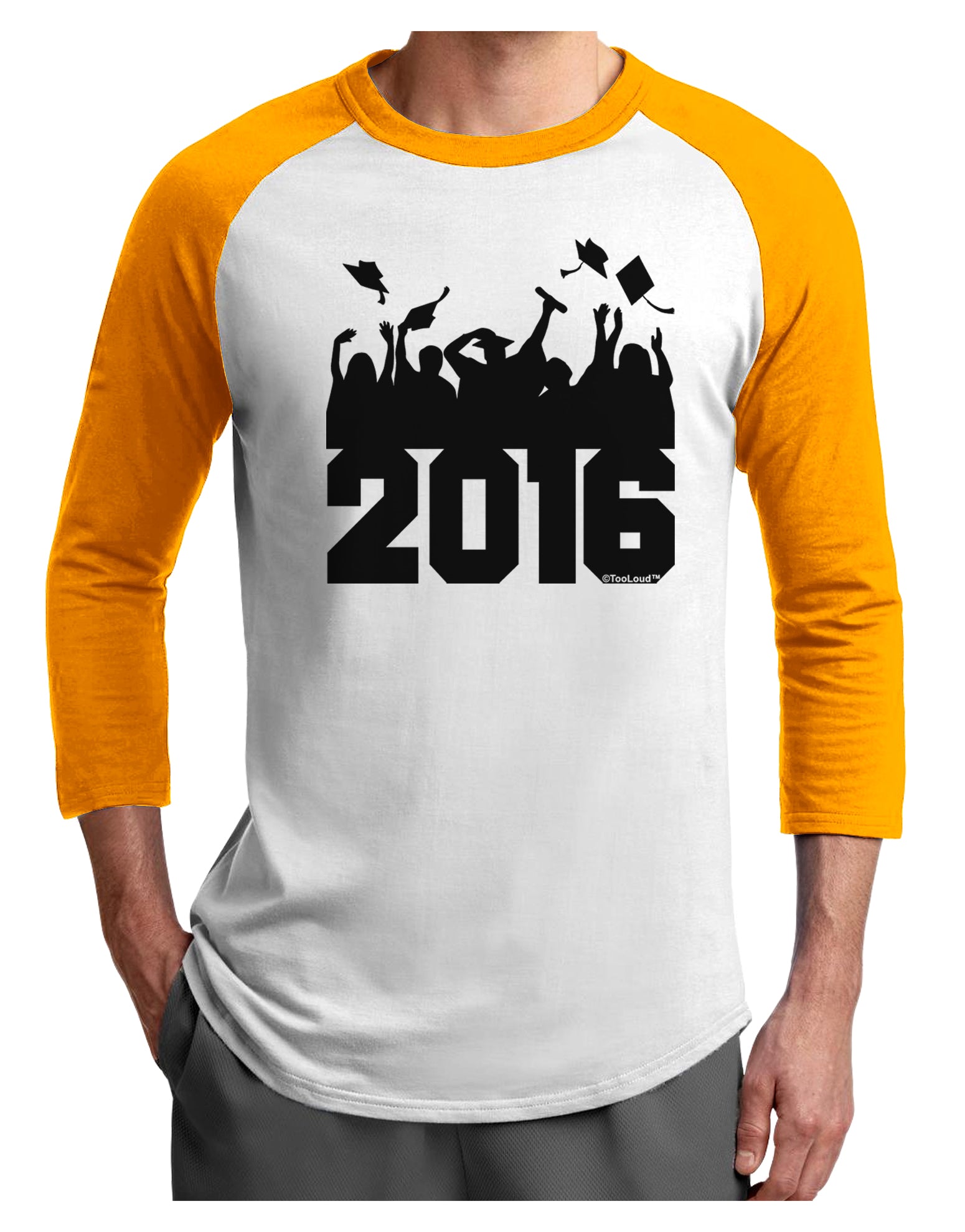Current Year Graduation BnW Adult Raglan Shirt-Raglan Shirt-TooLoud-White-Gold-X-Small-Davson Sales