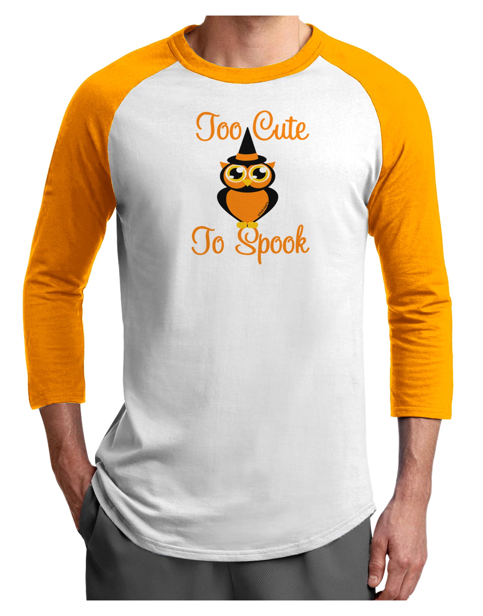 Owl Too Cute Orange Adult Raglan Shirt-Raglan Shirt-TooLoud-White-Gold-X-Small-Davson Sales