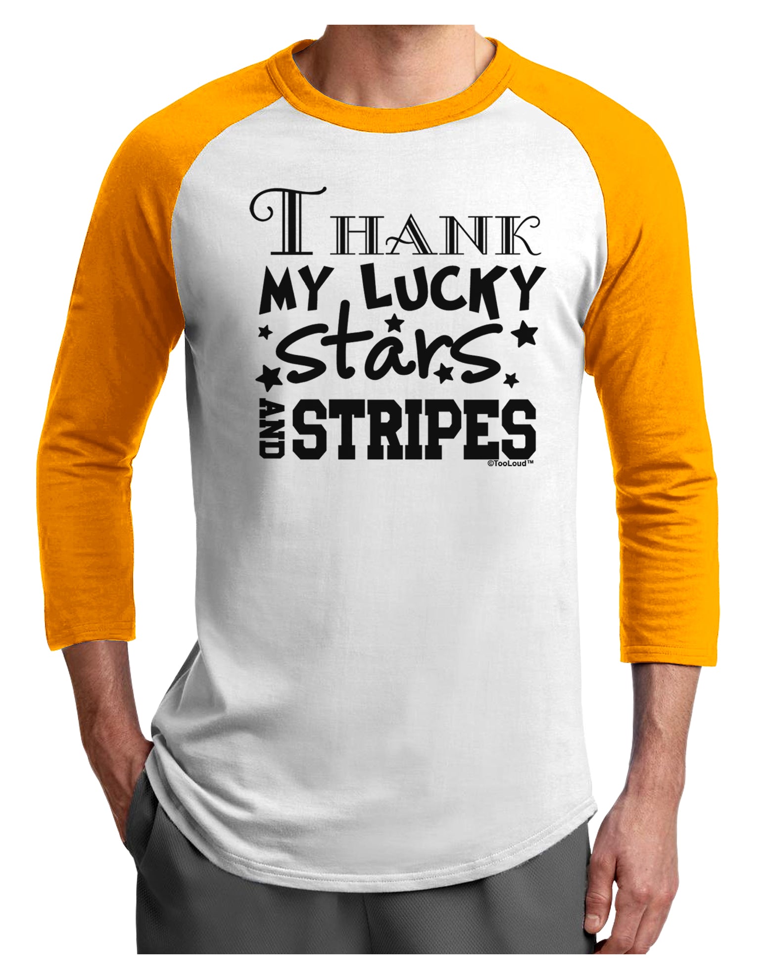 Thank My Lucky Stars and Stripes Adult Raglan Shirt by TooLoud-TooLoud-White-Gold-X-Small-Davson Sales