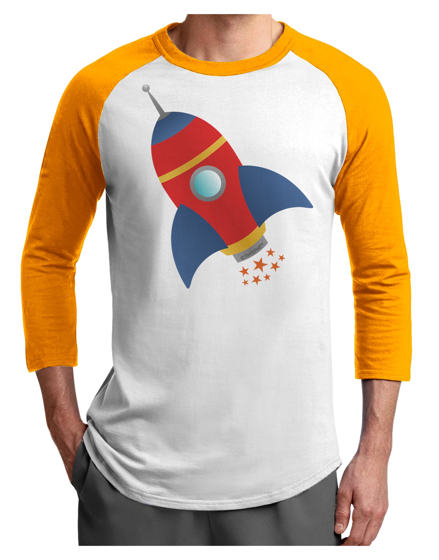 Space Rocket Ship and Stars Adult Raglan Shirt by TooLoud-TooLoud-White-Gold-X-Small-Davson Sales
